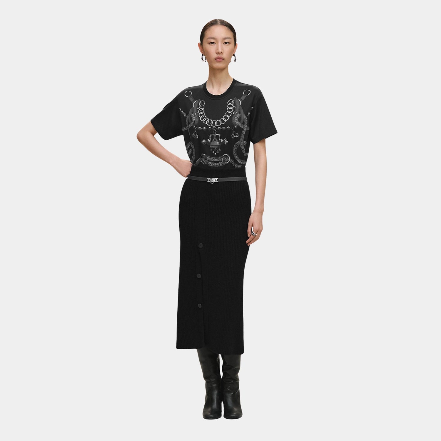Hermes Palefroi Remix Printed Maxi T-shirt, Noir, Front