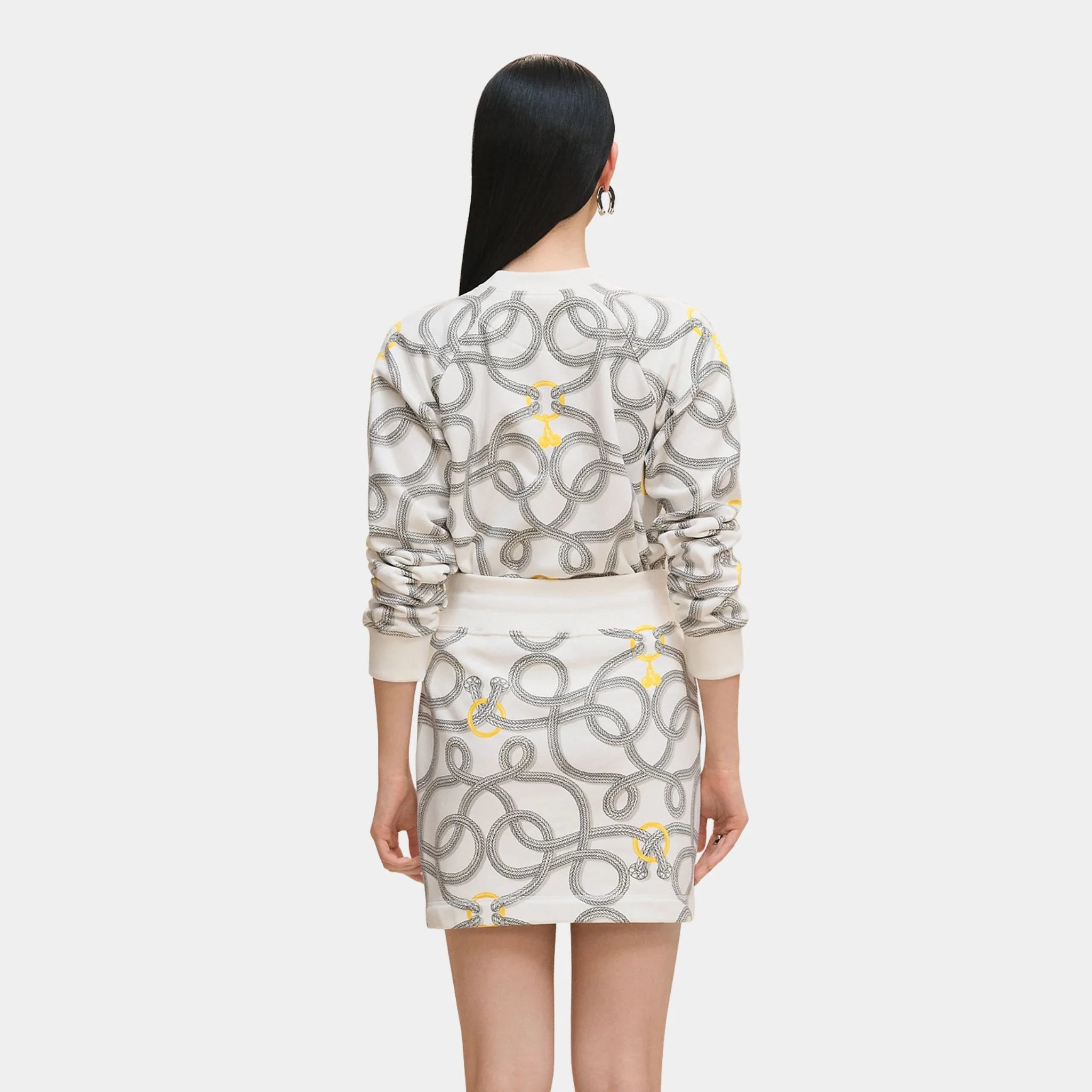 Hermes Palefroi Remix Printed Mini Skirt, Blanc Casse, Back