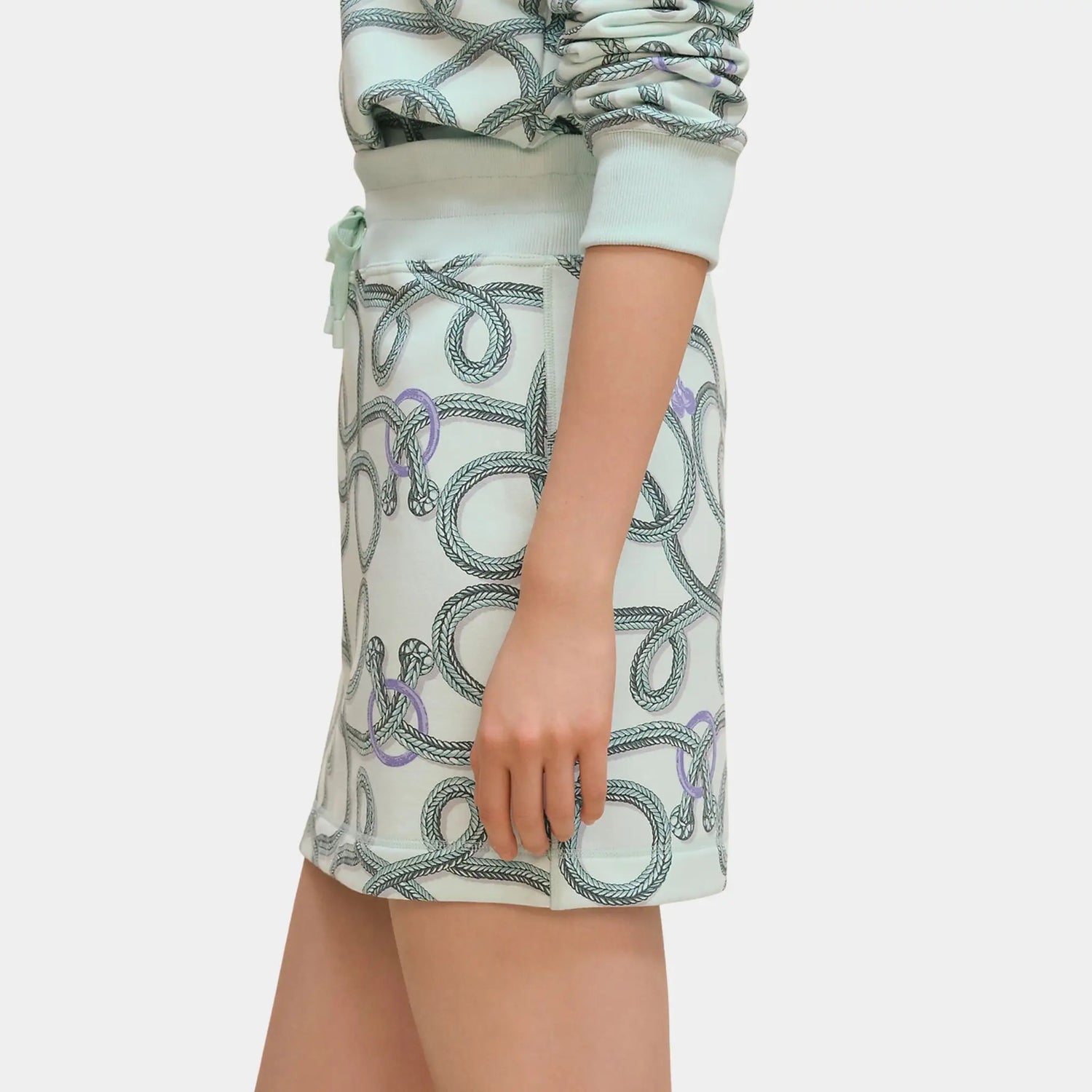 Hermes Palefroi Remix Printed Mini Skirt, Vert Embrun, Close
