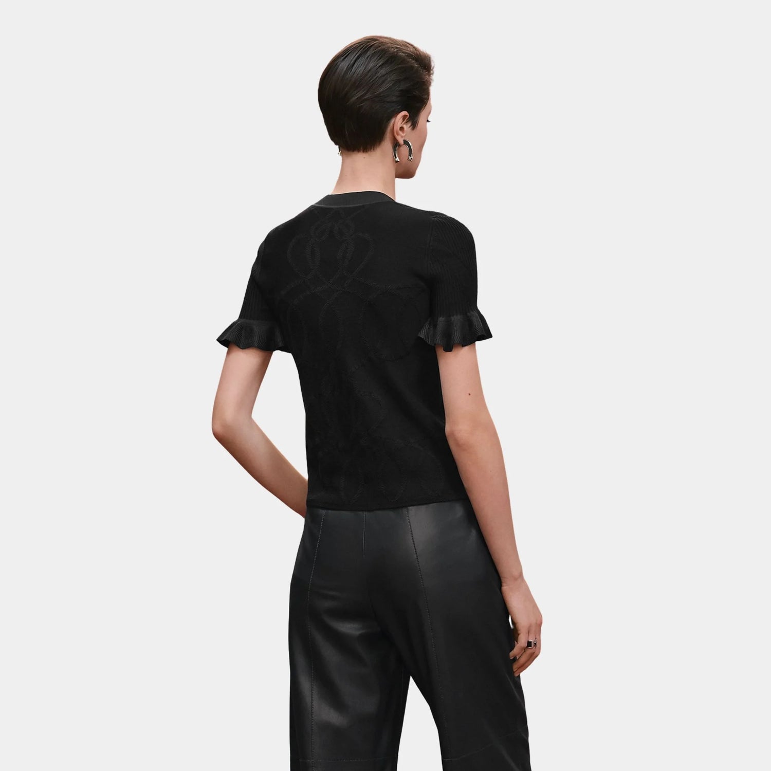 Hermes Palefroi Remix Short-sleeve Sweater in Wool, Noir, Back