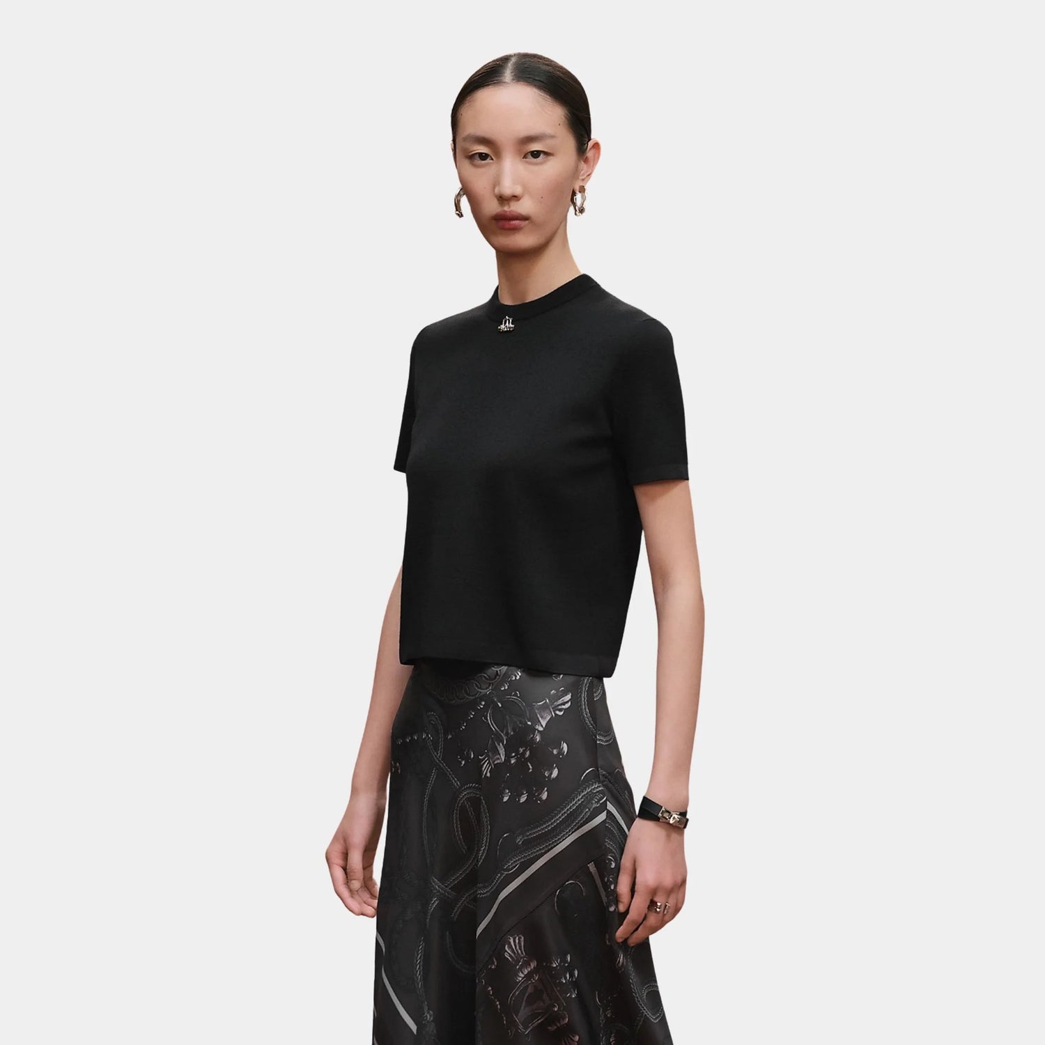 Hermes Palefroi Remix Short-sleeve Sweater in Knit, Noir, Front