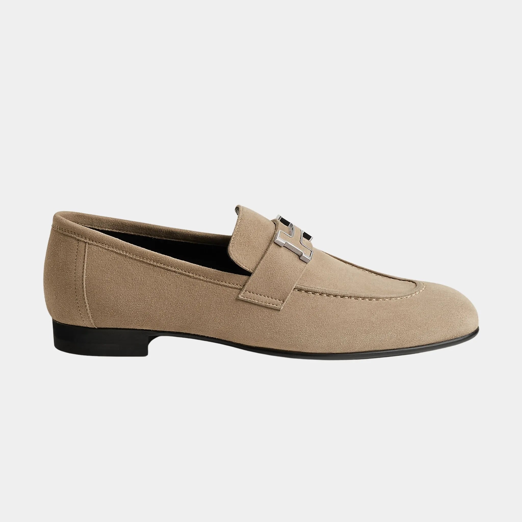 Hermes Paris Loafer in Goat Suede Women, Beige Sable, Side