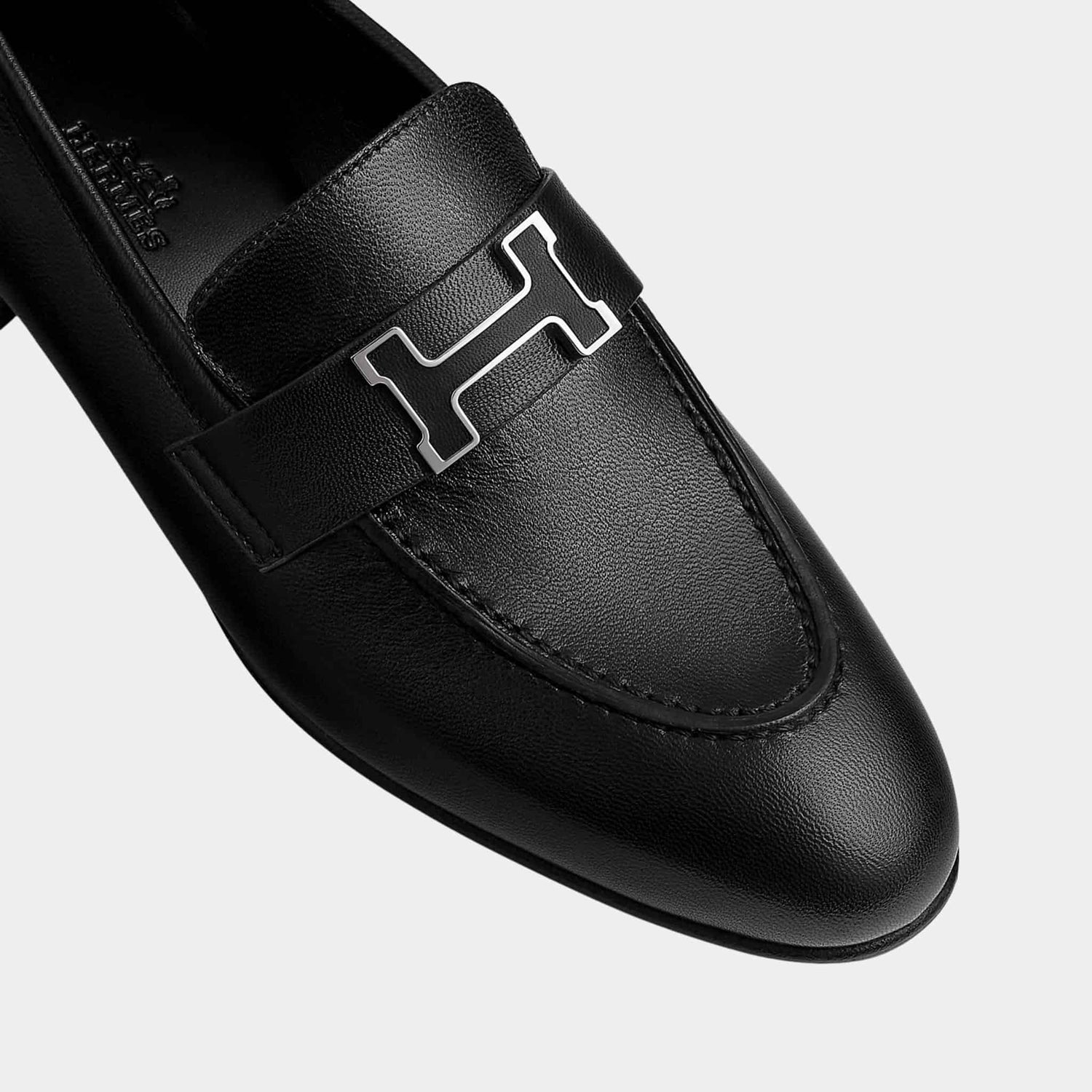 Hermes Paris Loafer Goatskin Paris Buckle Women, Noir, Top