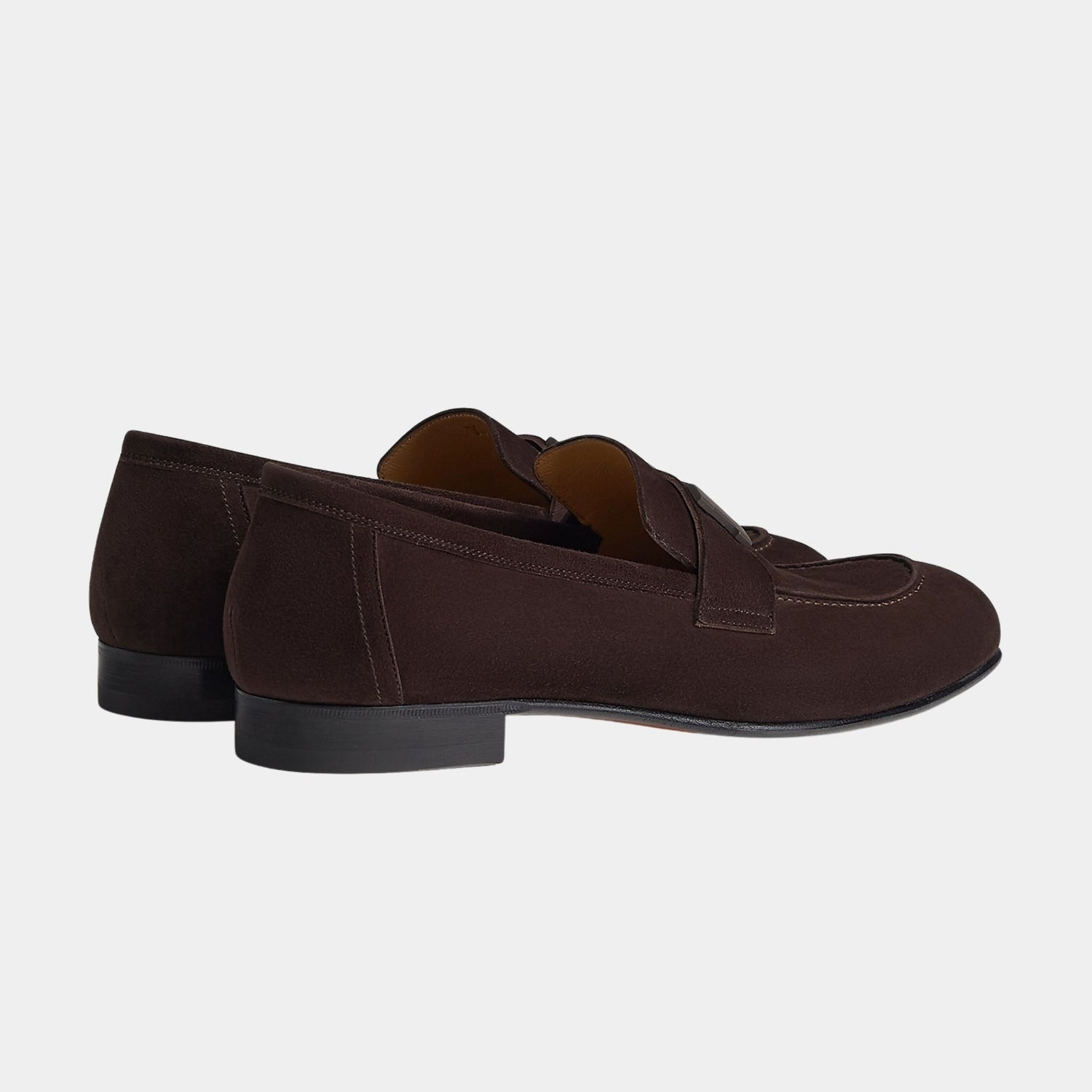 Hermes Paris Loafer in Suede Goatskin Men, Marron Ebene, Back