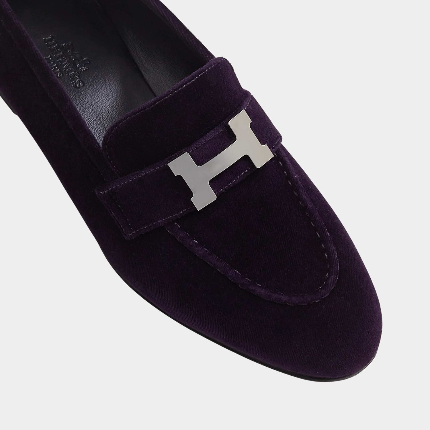 Hermes Paris Loafer in Velvet Women, Violet Fonce, Top