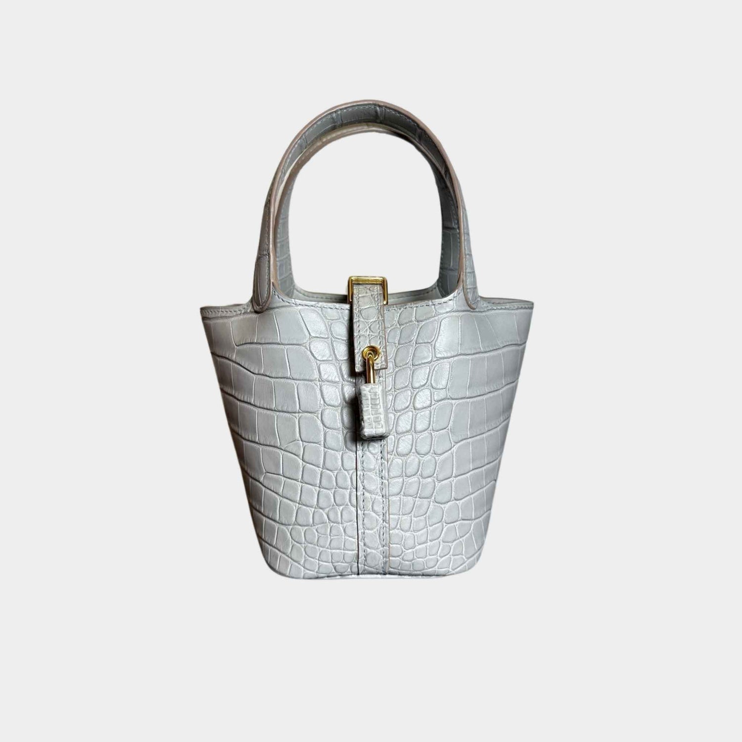 Hermes Picotin Micro Gris Perle Matte Croc