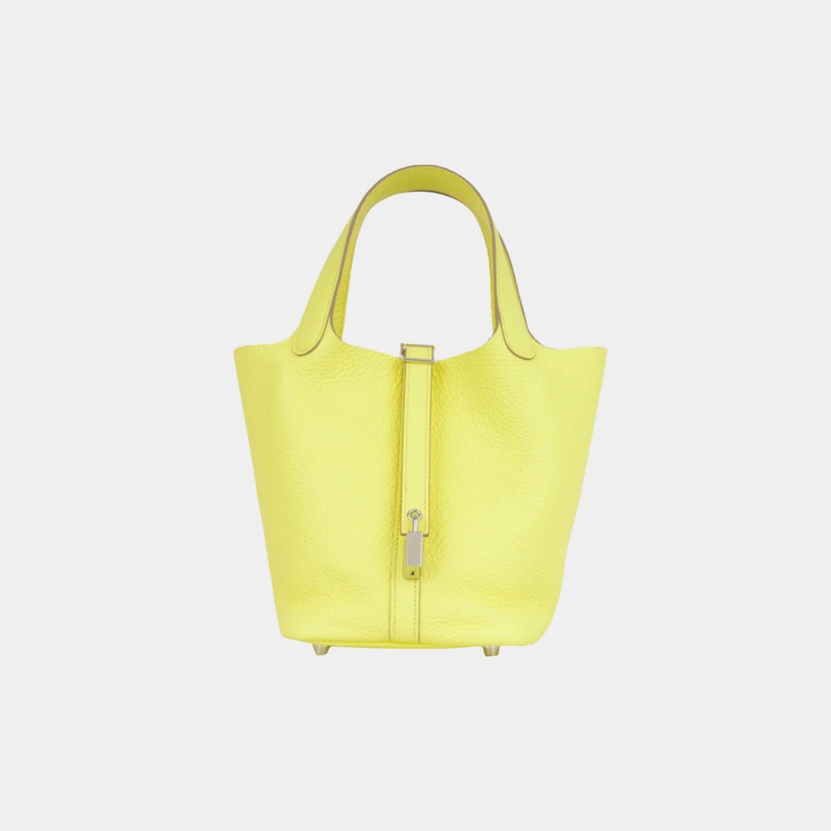حقيبة Picotin 18 من جلد Clemence بلون Limoncello مع إكسسوارات بلاديوم