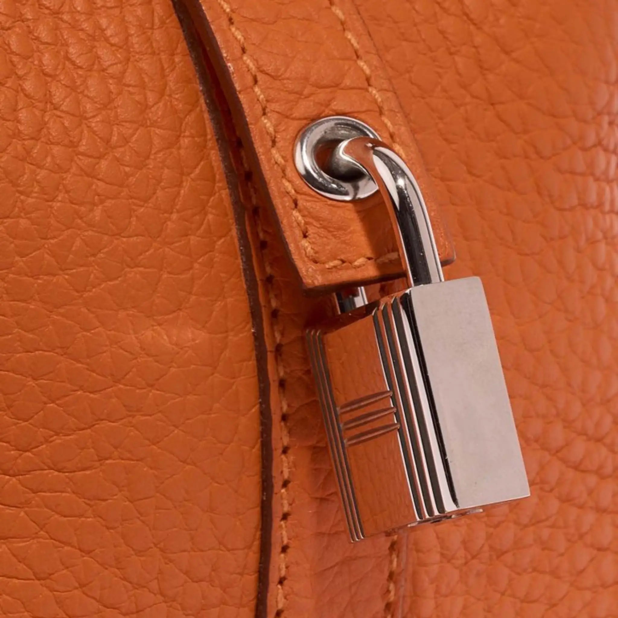 Hermes Picotin 18 Clemence Orange PHW, Closeup