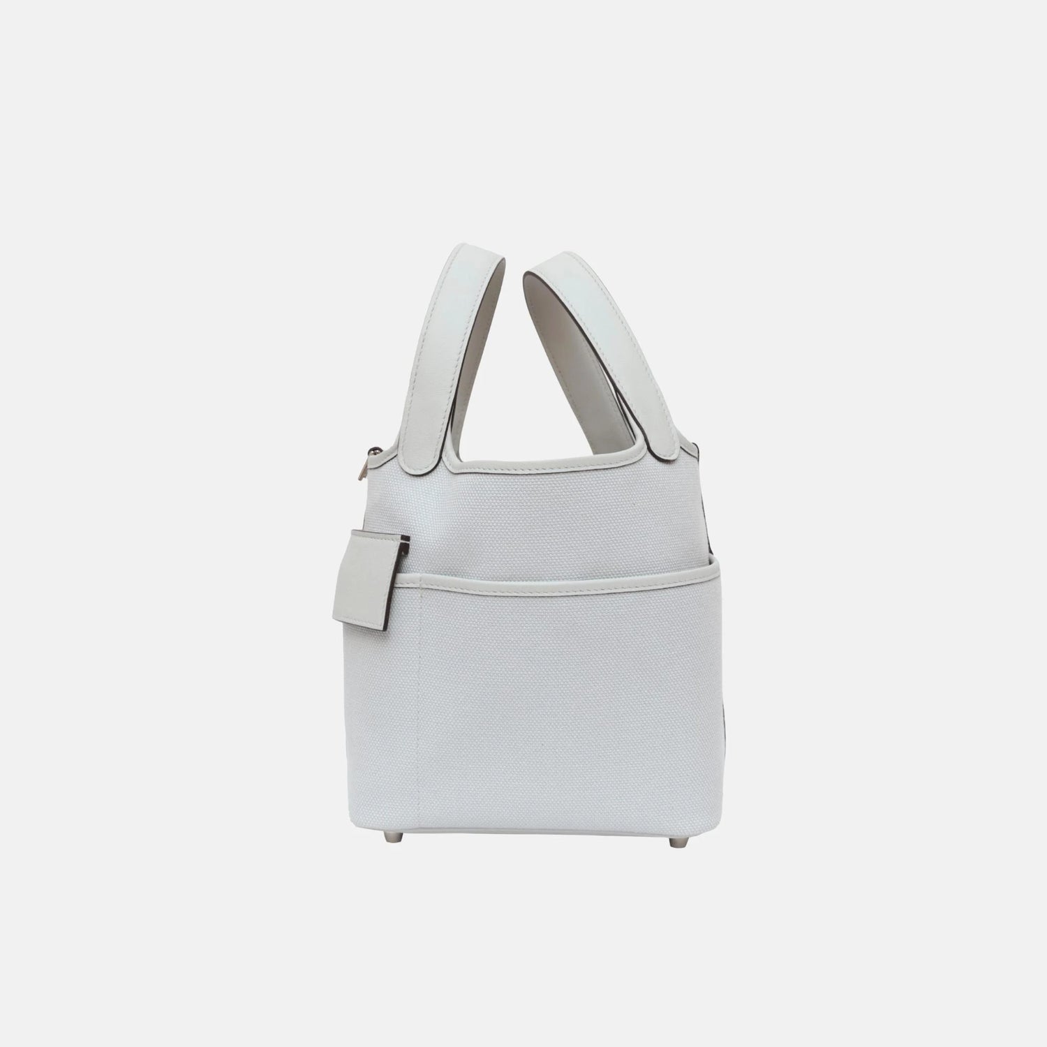 Hermes Picotin 18 Gris Platine Swift Canvas PHW, Side