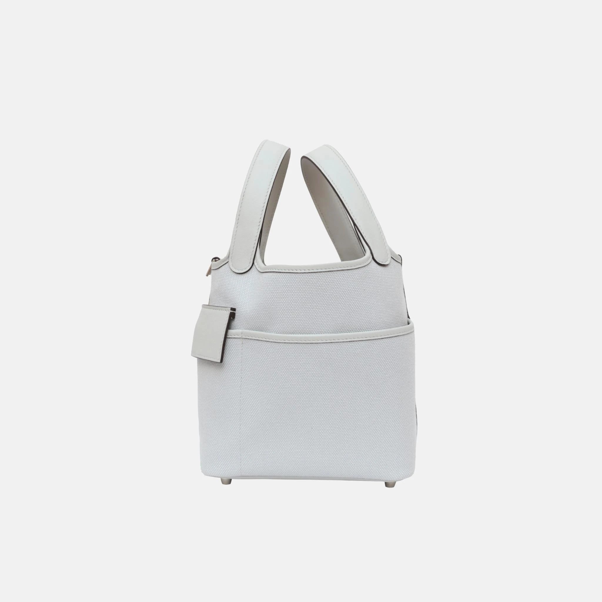 Hermes Picotin 18 Gris Platine Swift Canvas PHW, Side