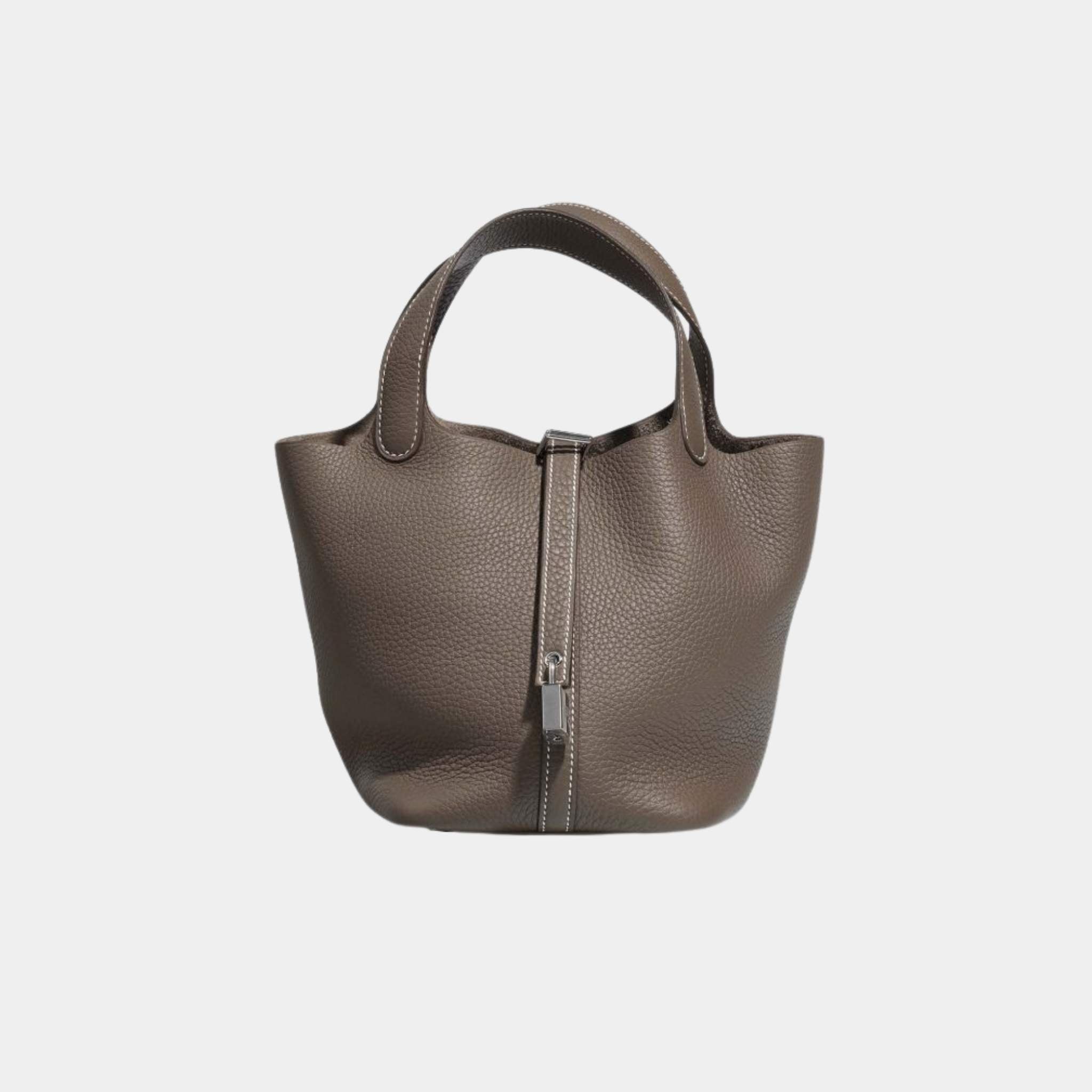 Hermes Picotin 18 Taurillon Clemence Etoupe PHW, Front