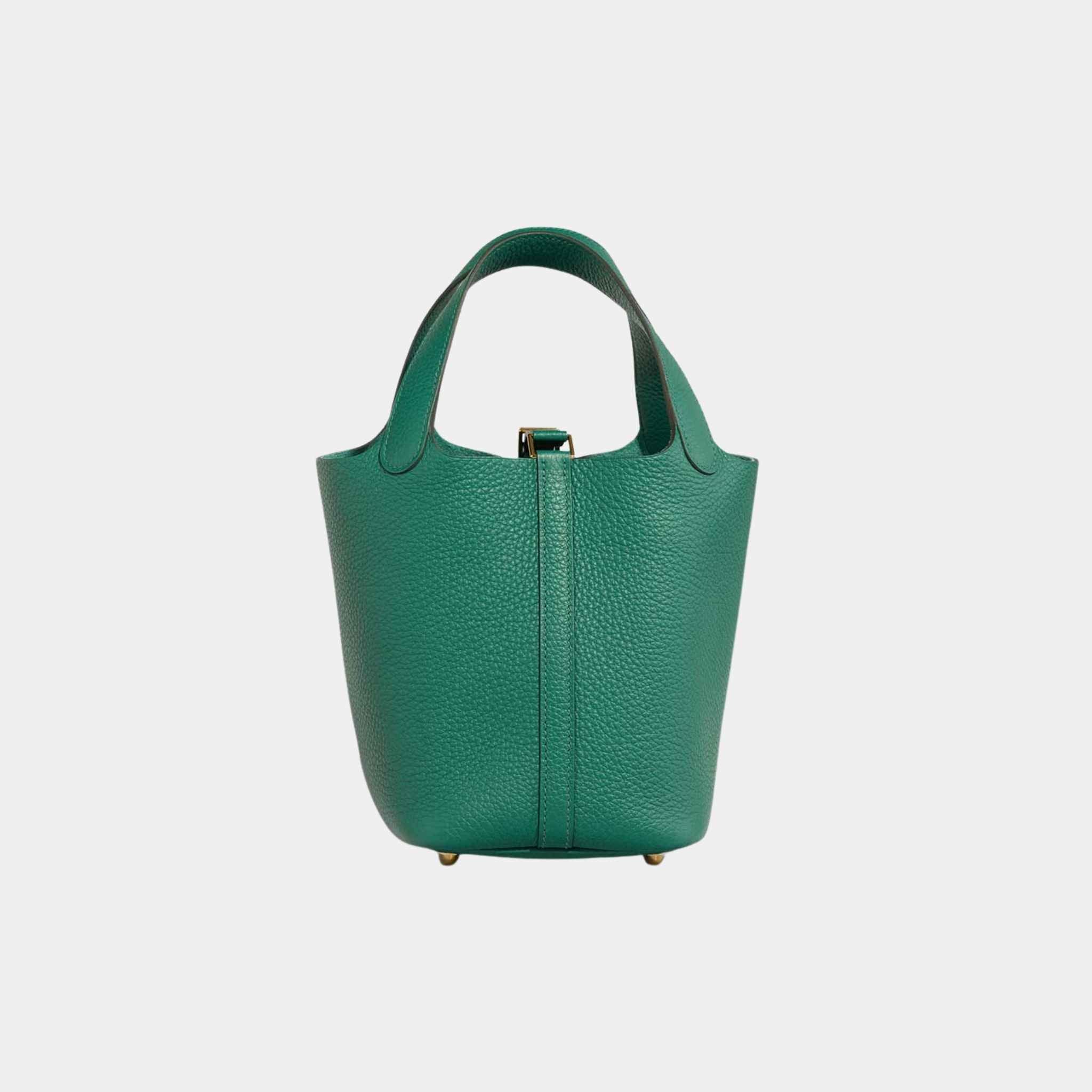 Hermes Picotin 18 Taurillon Clemence Vert Vertigo GHW, Back