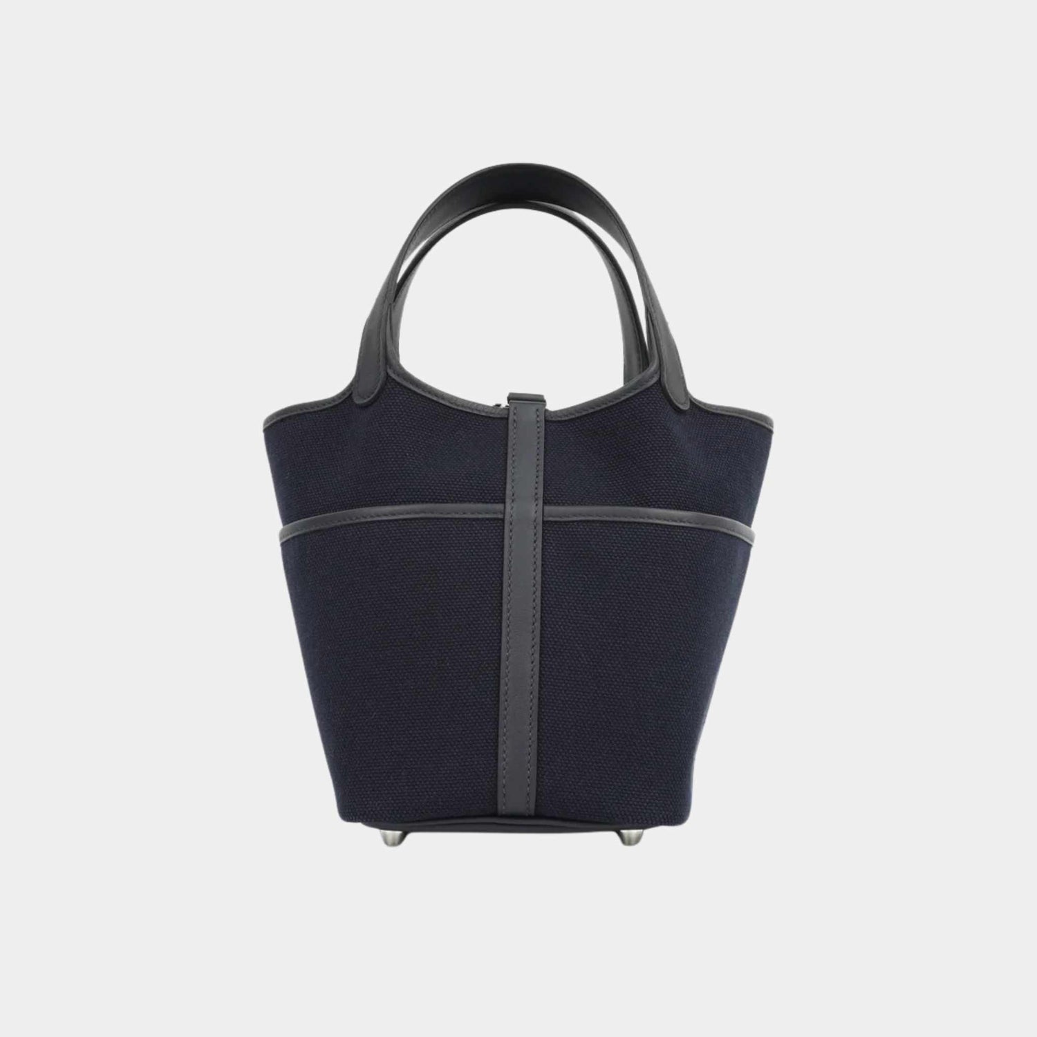 Hermes Picotin 18 Toile Goeland-Swift Cargo Bleu Marine/Black PHW, Back