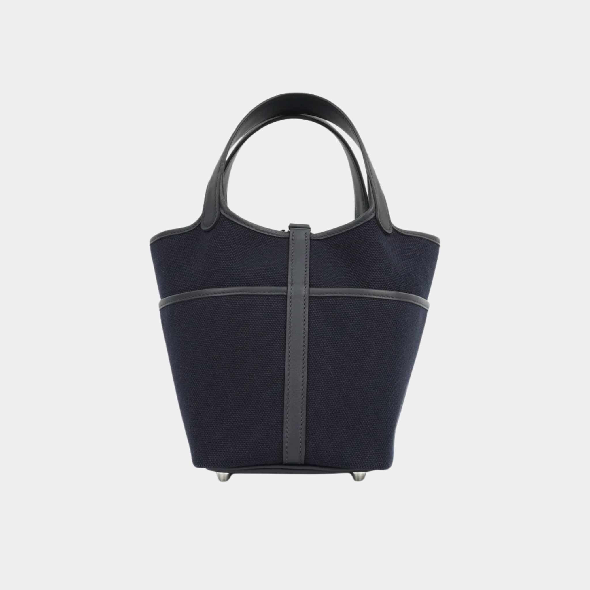 Hermes Picotin 18 Toile Goeland-Swift Cargo Bleu Marine/Black PHW, Back