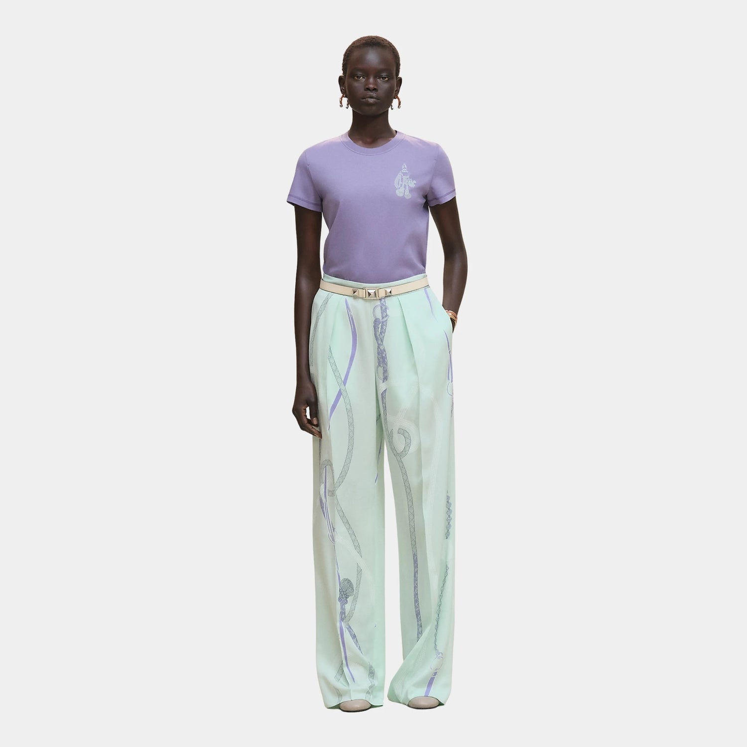 Printed Straight T-shirt in Plain Jersey