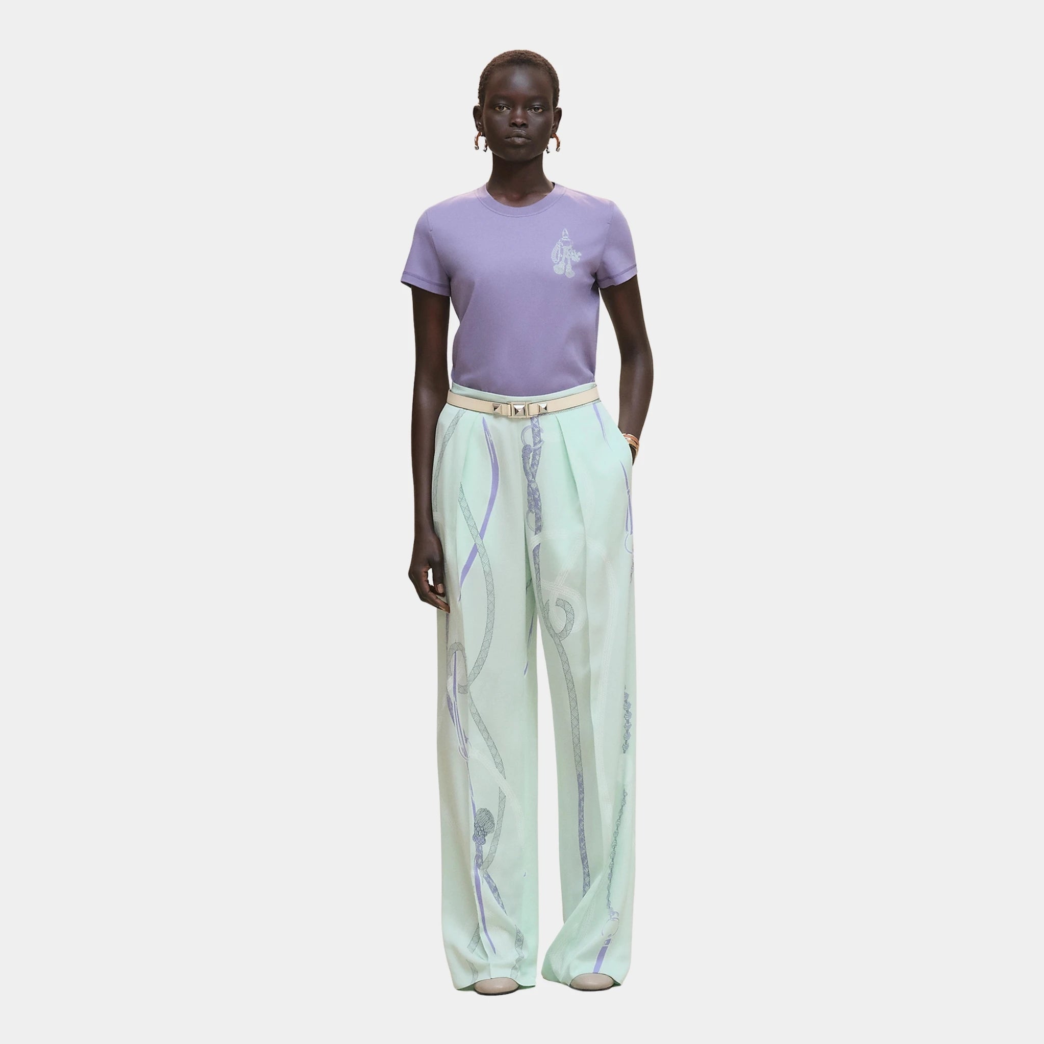 Printed Straight T-shirt in Plain Jersey