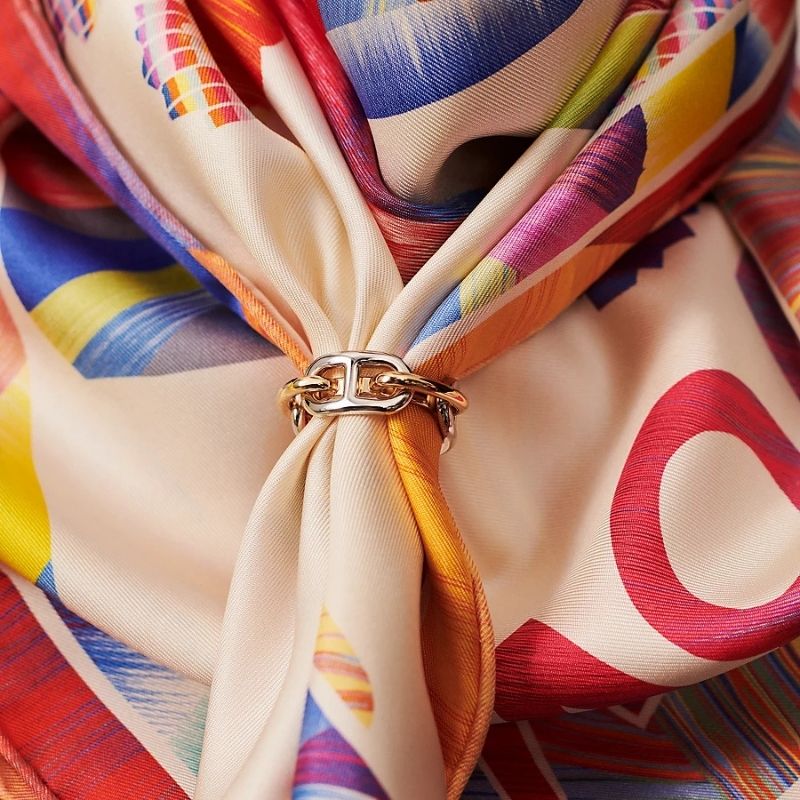 Hermes Regate Scarf 90 Ring, Permabrass Palladie, Model