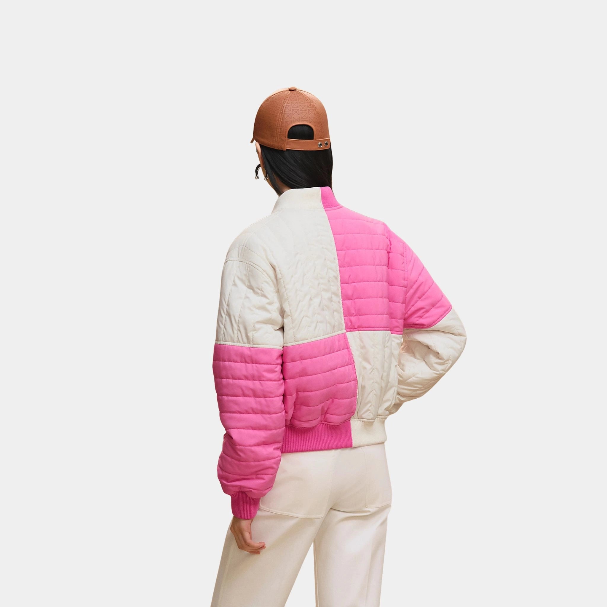 Hermes Reversible Bomber Jacket in Feather Canvas, Rose Sakura, Back