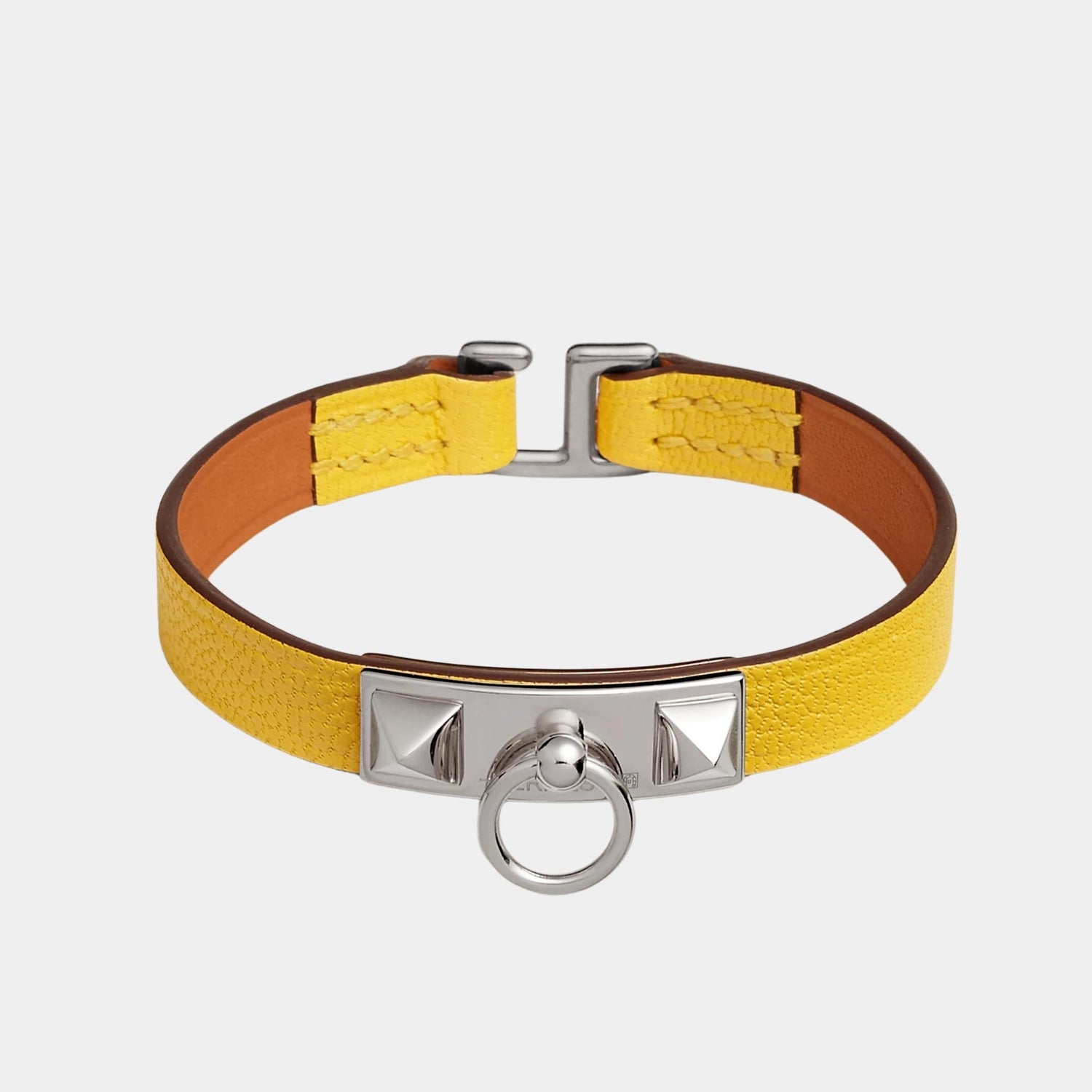 Hermes Rivale Mini Bracelet Chamkila Goatskin, Jaune De Naples