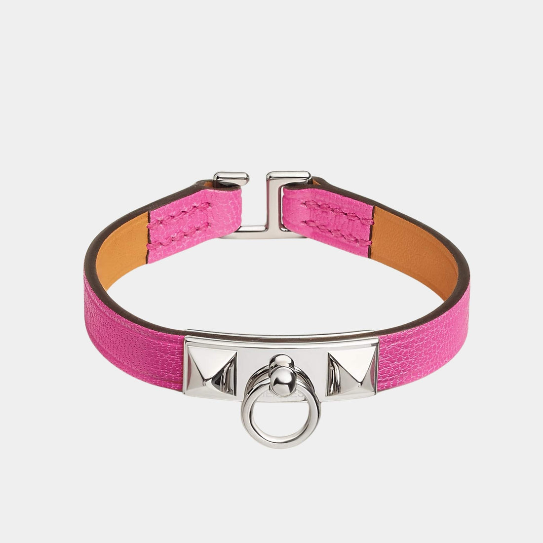 Hermes Rivale Mini Bracelet Chamkila Goatskin, Rose Shocking