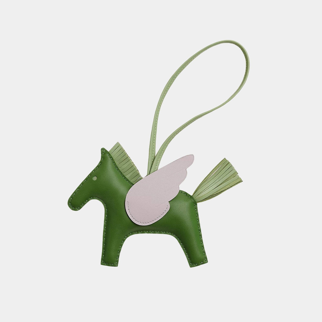 Hermes Rodeo Pegasus MM Charm, Vert Yucca, Vert Criquet, Mauve Pale