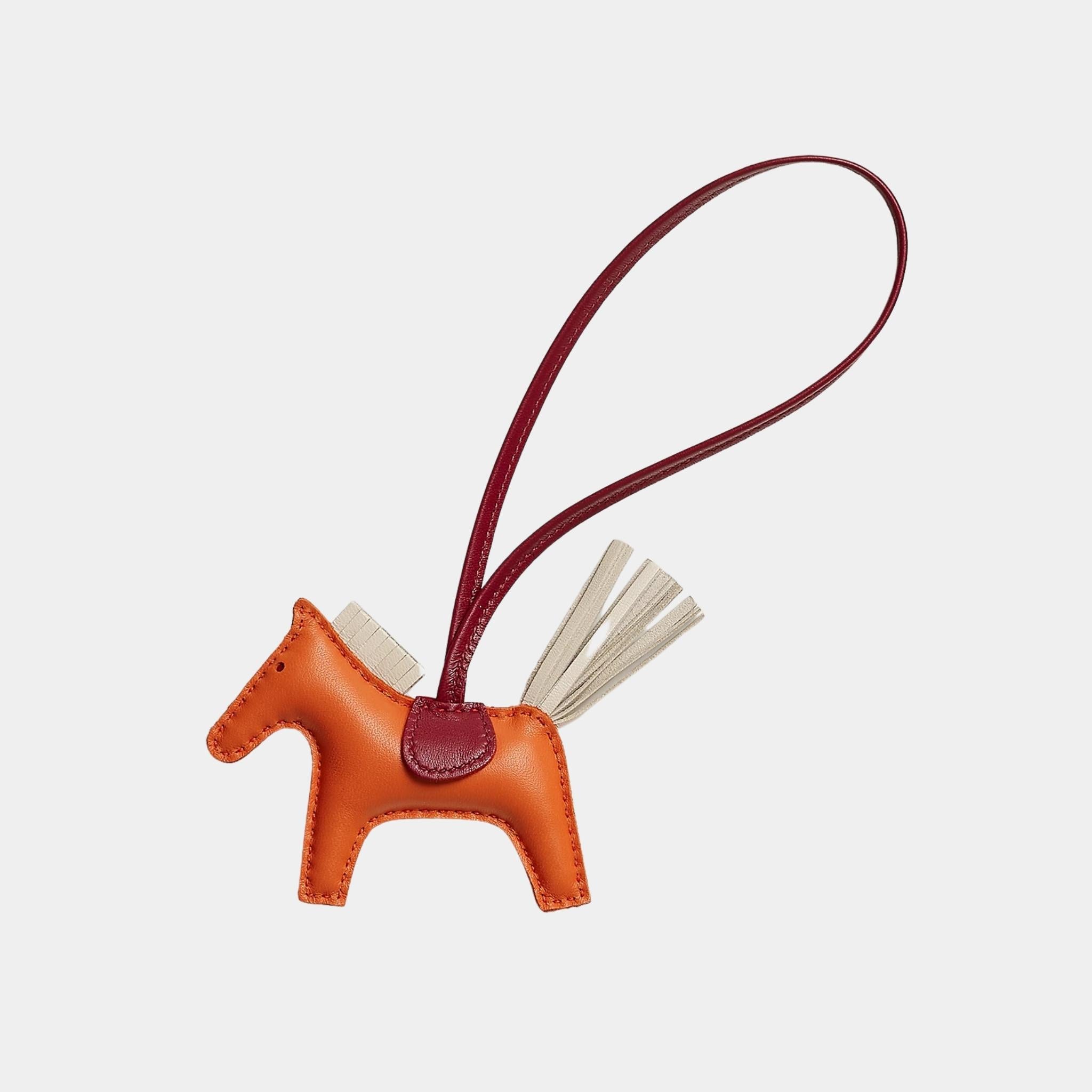 Hermes Rodeo PM Charm, Orange Poppy, Craie, Rubis