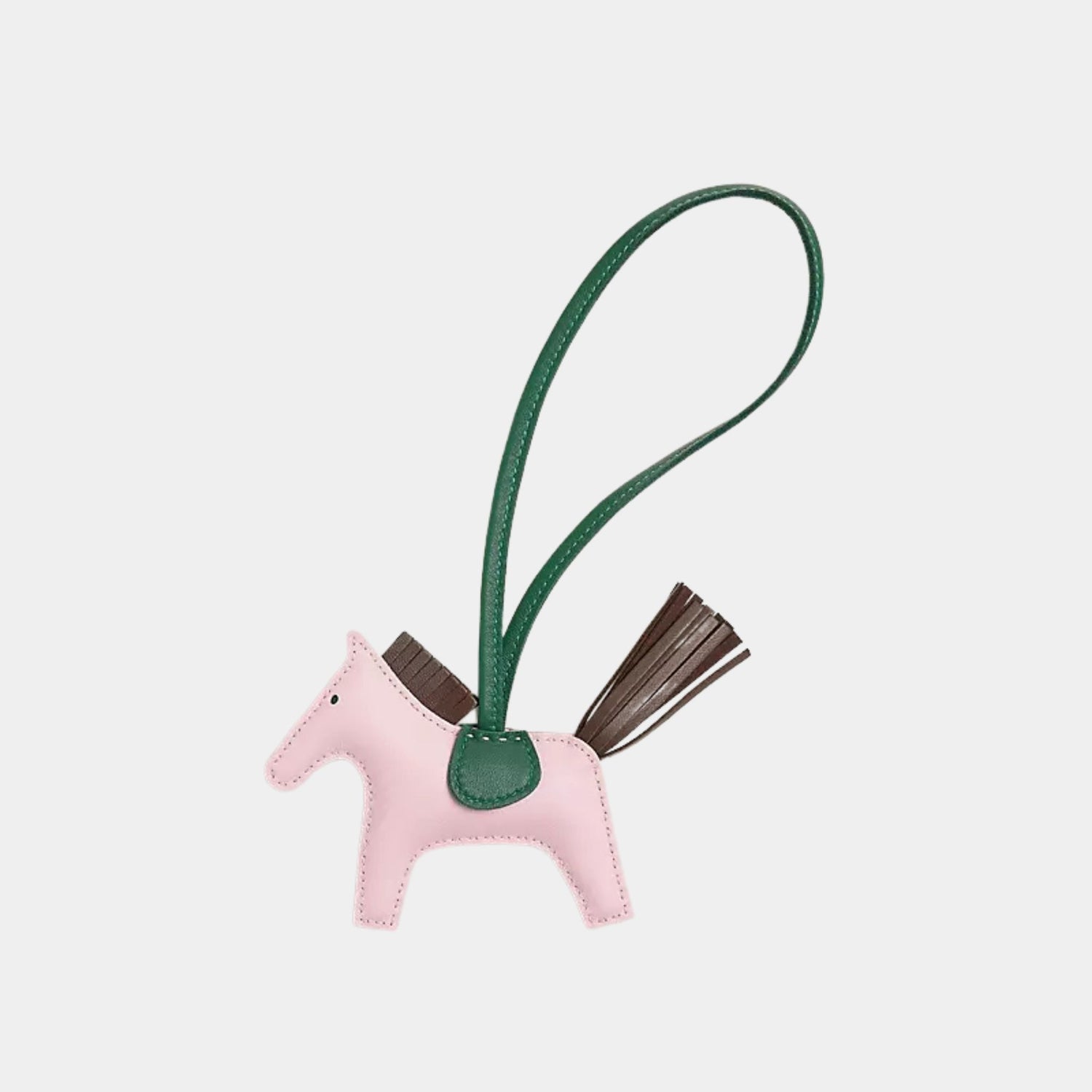 Hermes Rodeo PM Charm, Rose Darling, Chocolat, Vert Moyen