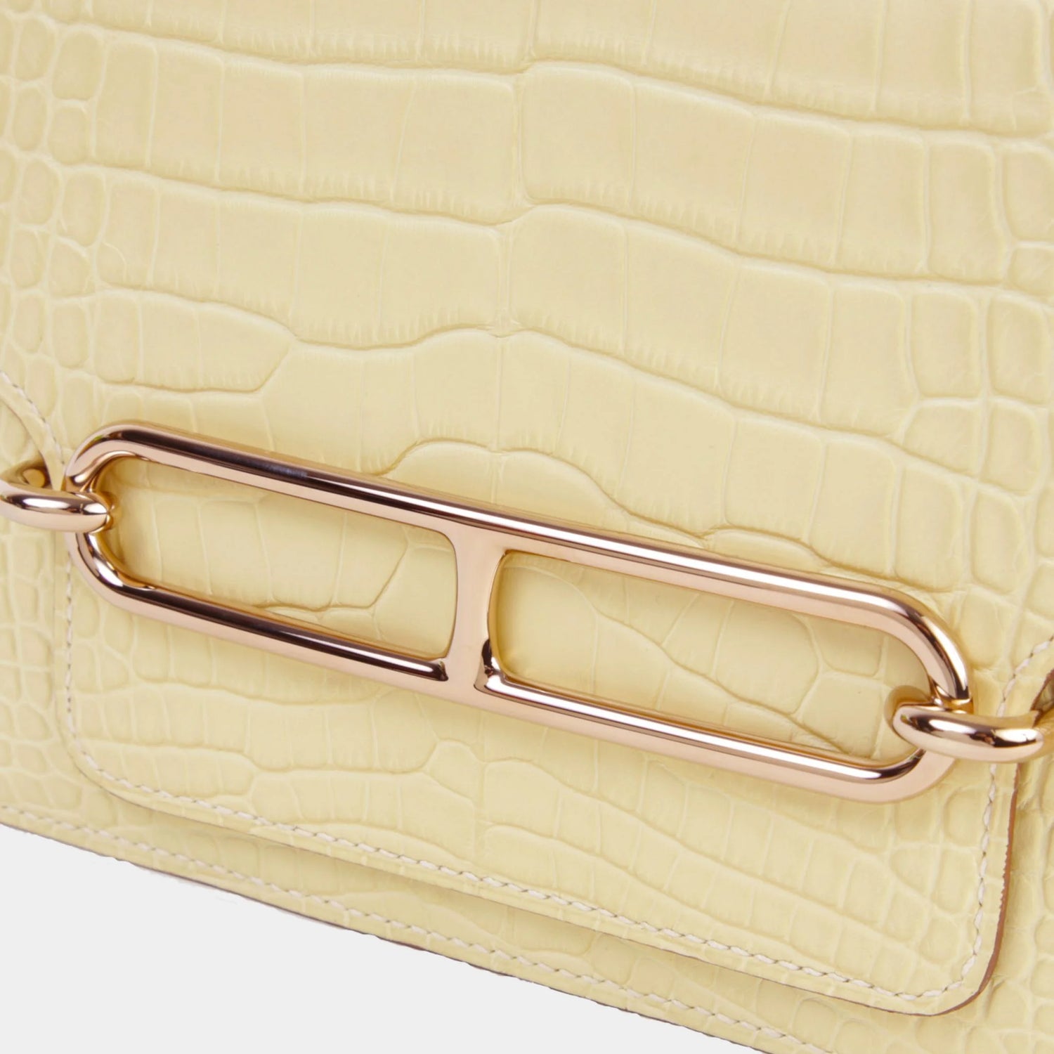 Hermes Roulis Mini Matte Alligator Vanille PBHW, Closeup