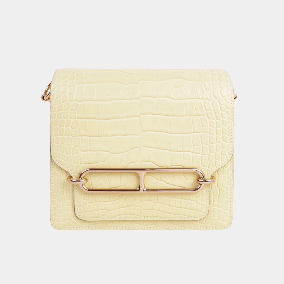 Hermes Roulis Mini Matte Alligator Vanille PBHW, Front