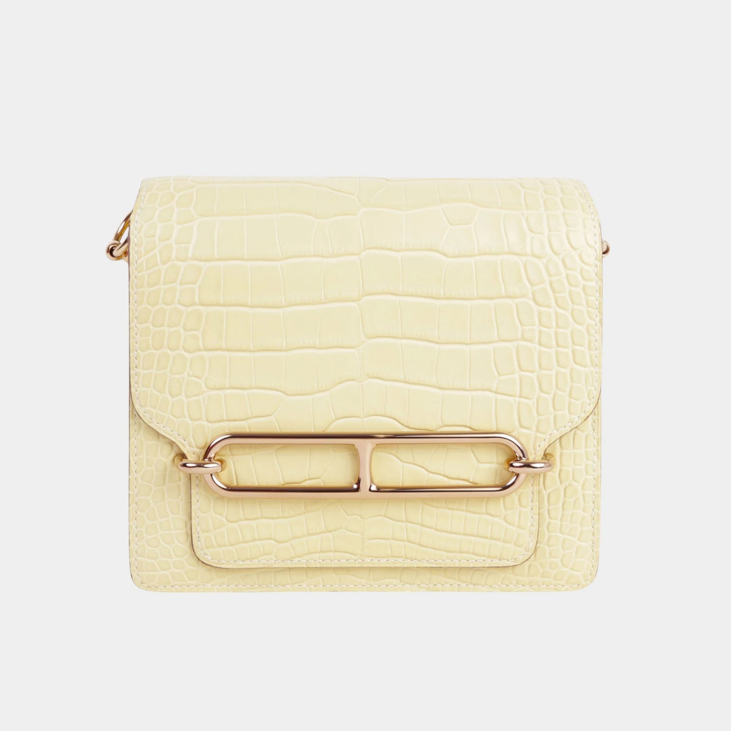Hermes Roulis Mini Matte Alligator Vanille PBHW, Front