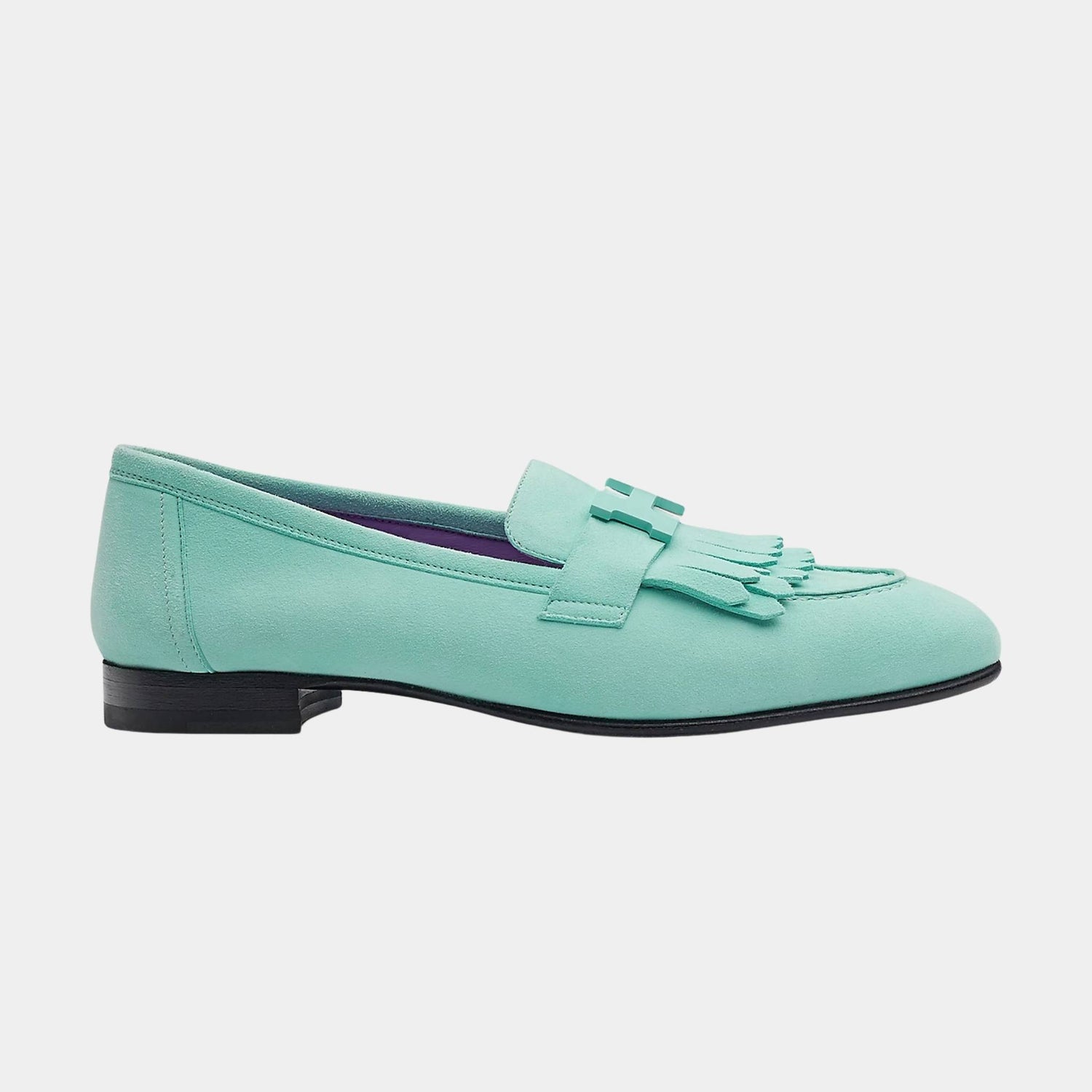 Hermes Royal Loafer in Suede Goatskin, Vert Embrun, Side