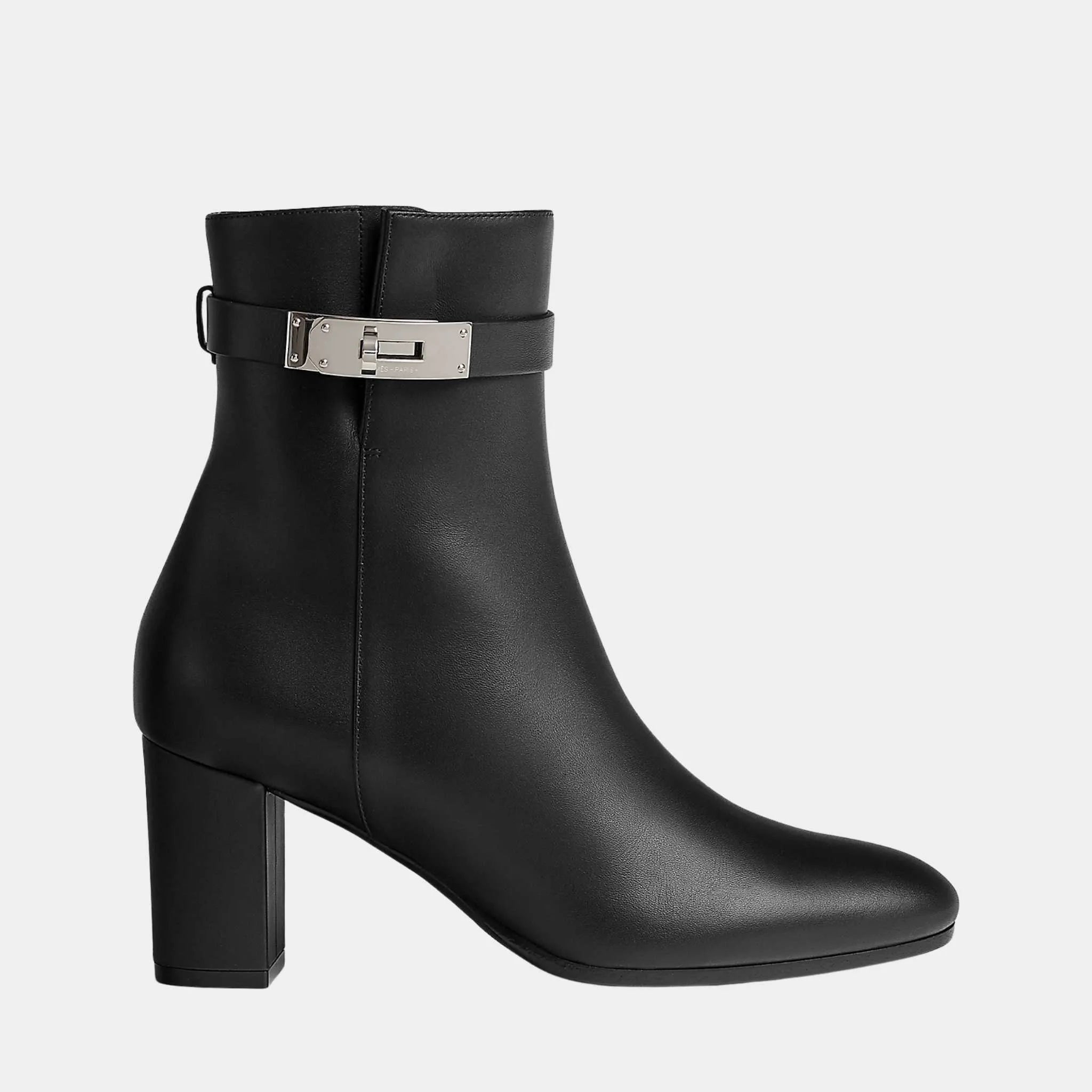 Hermes Saint Germain Ankle Boot in Calfskin, Noir, Side
