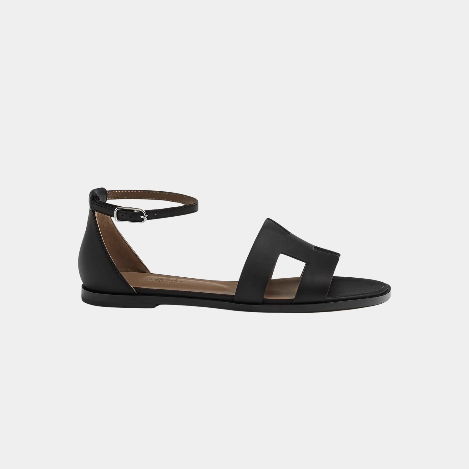 Hermes Santorini Sandal Calfskin, Black, Side