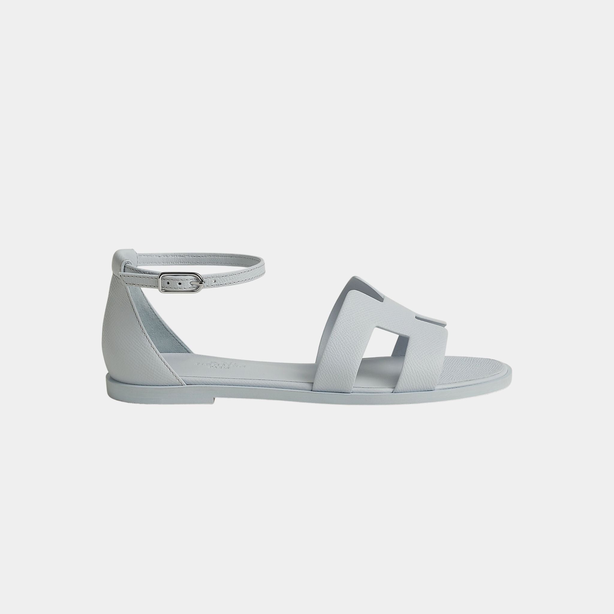 Hermes Santorini Sandals Epsom Calfskin, Bleu Glacier, Side