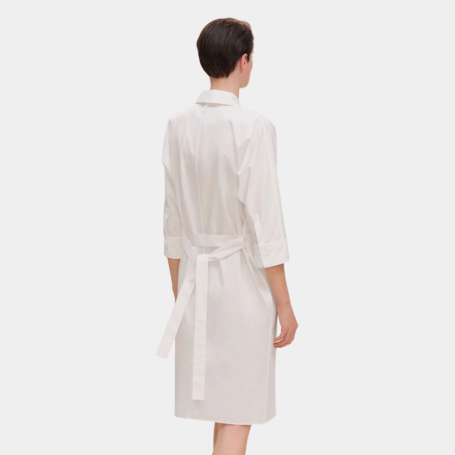 Hermes Shirt Dress in Cotton Twill, Blanc, Back