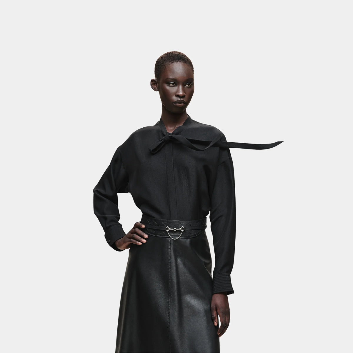 Shirt in Crepe Silk Cavalry