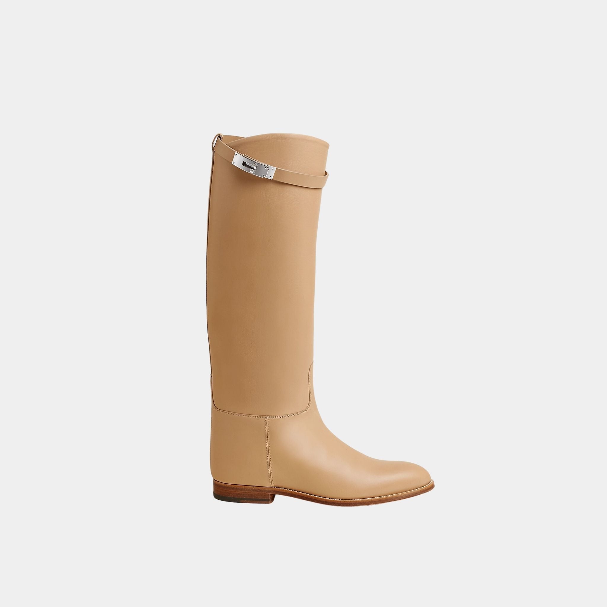 Hermes Short Jumping Boots, Natural Beige, Side