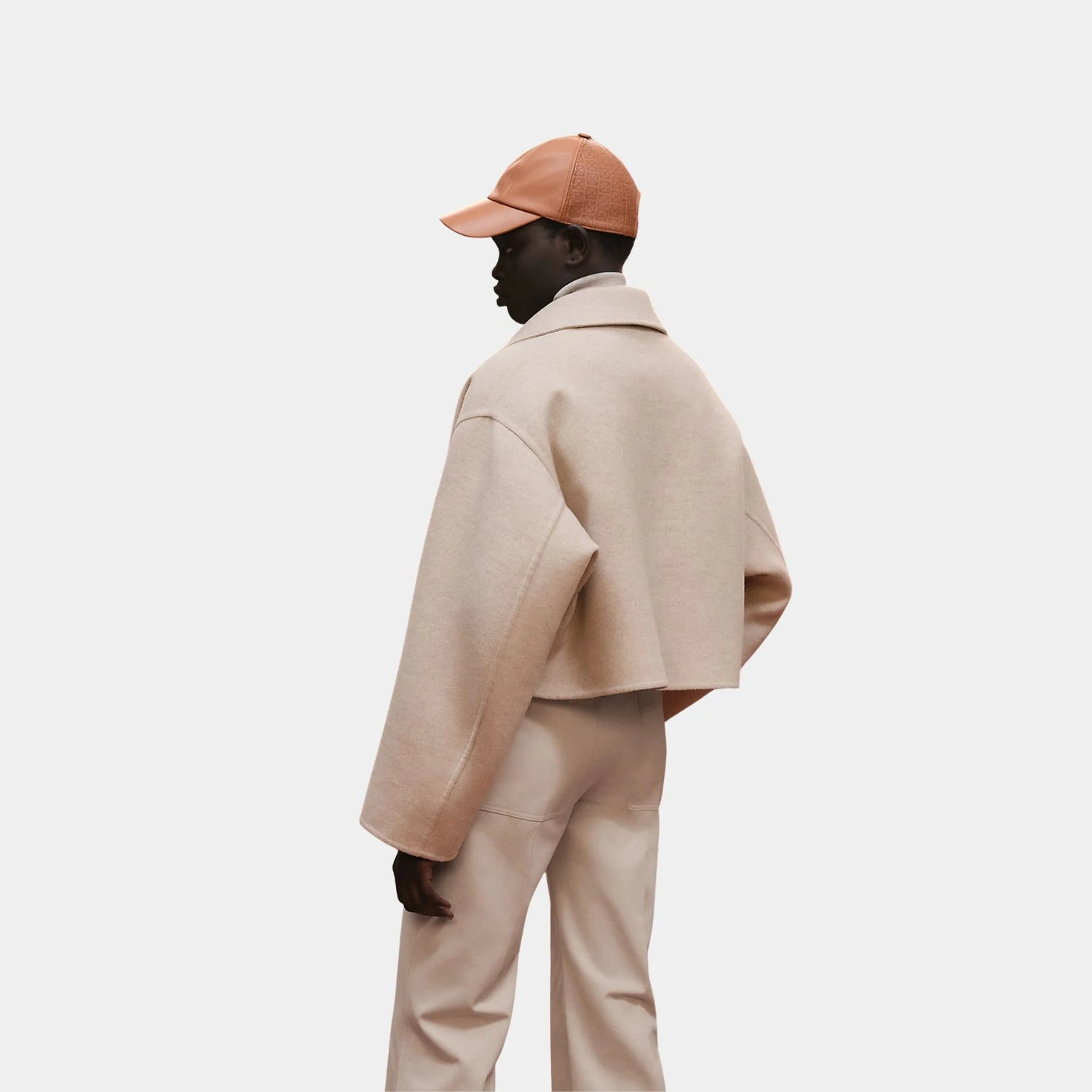 Hermes Short Modular Coat, Beige Naturel, Back