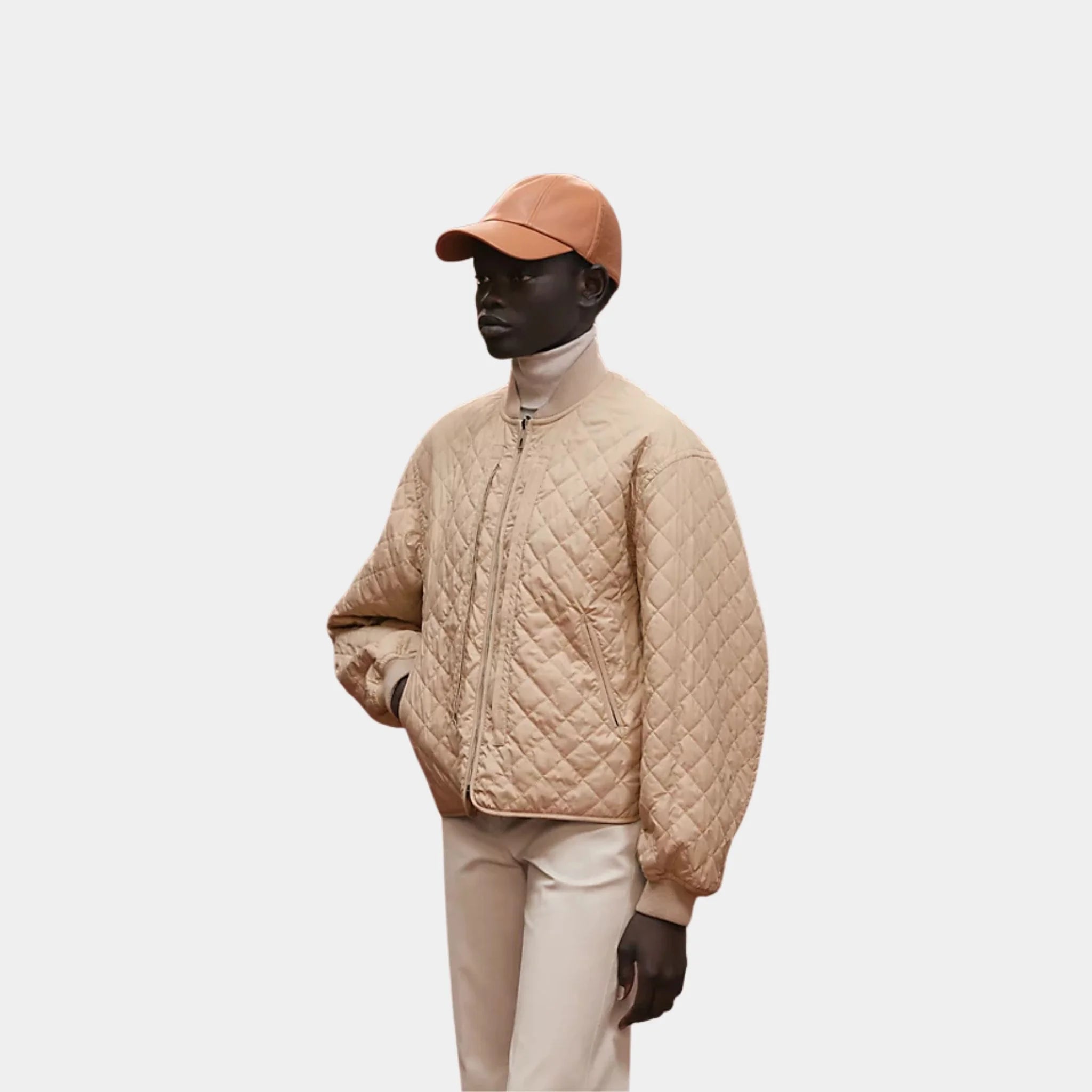 Hermes Short Modular Coat, Bomber Jacket, Beige Naturel, Front