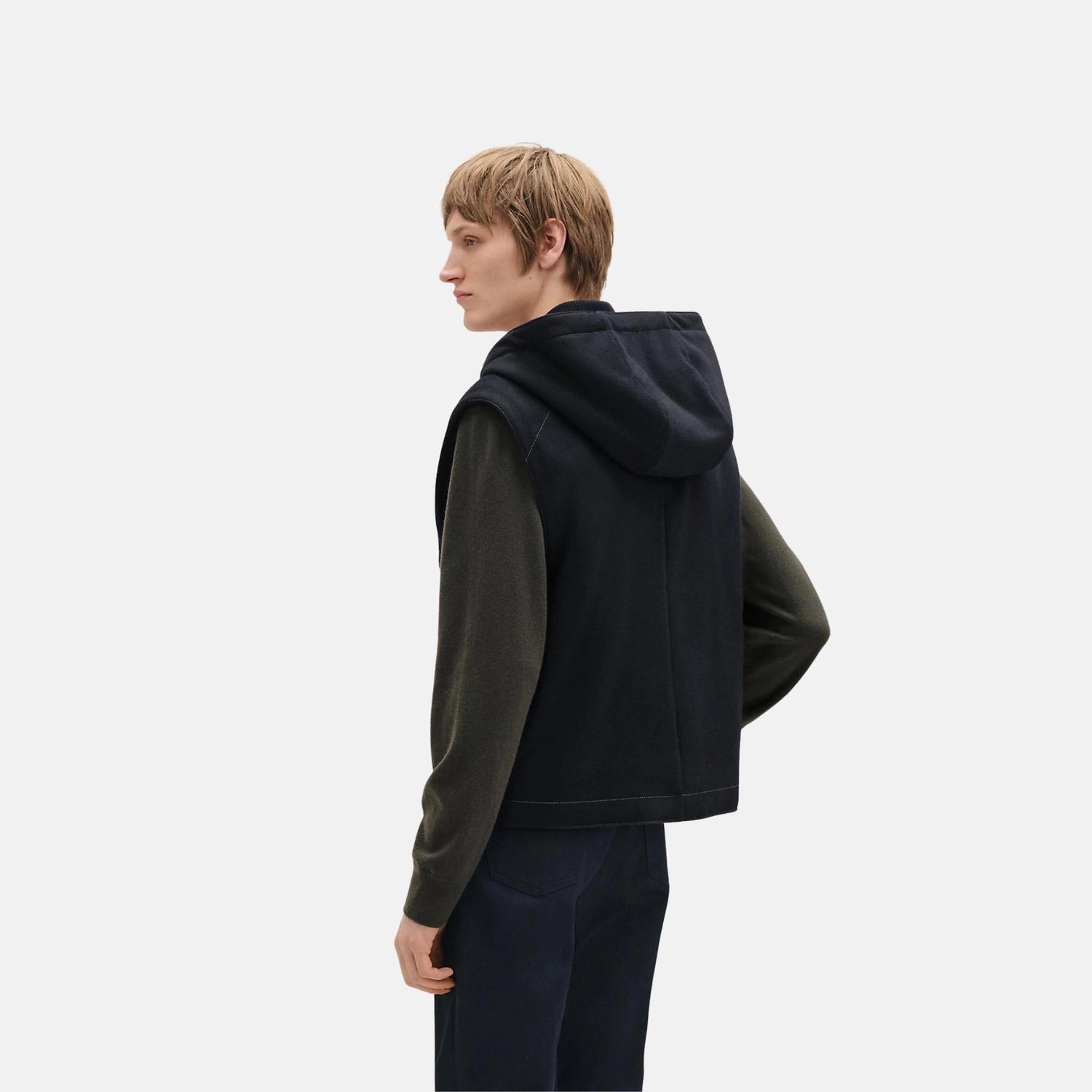 Hermes Sleeveless Hooded Vest, Back