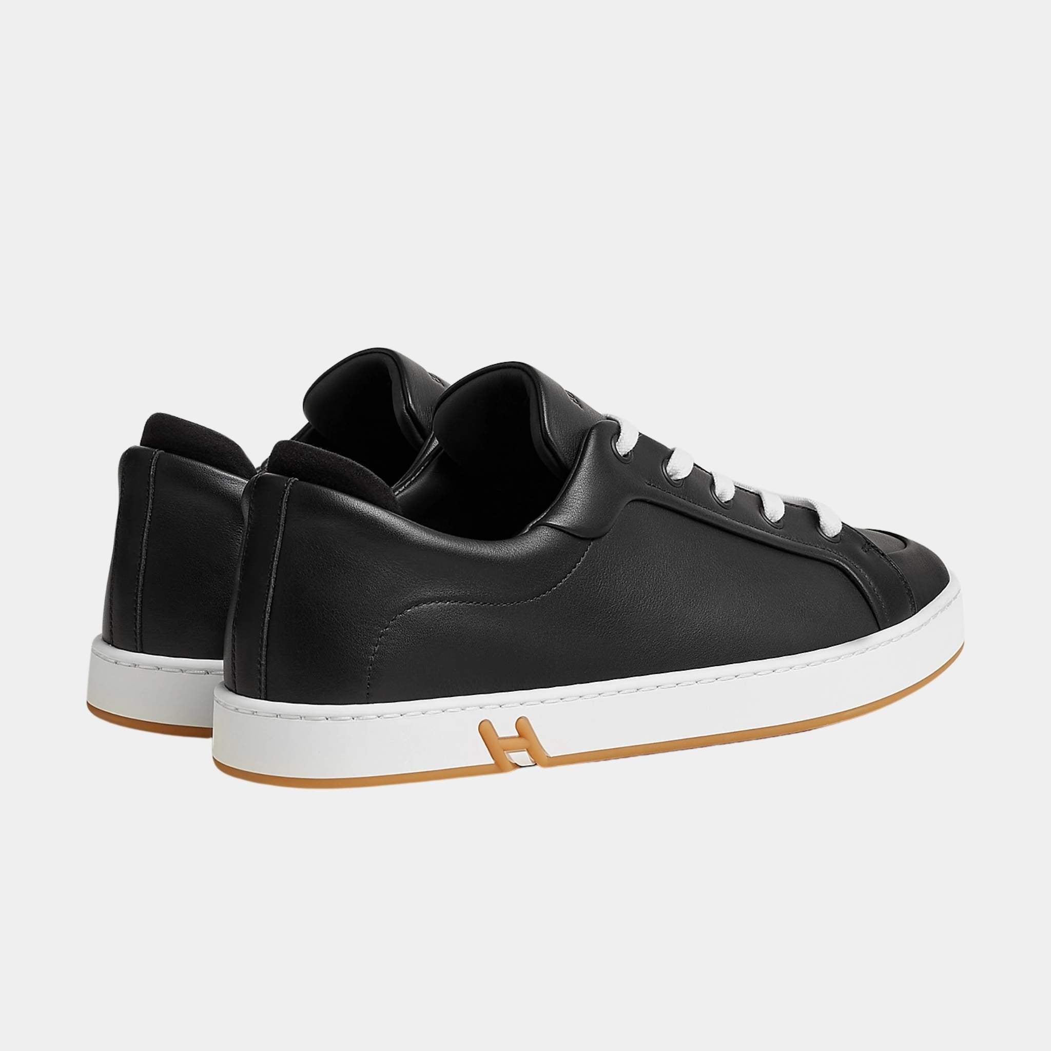 Hermes Sneakers Kid Calfskin and Suede Goatskin, Black Honey, Back