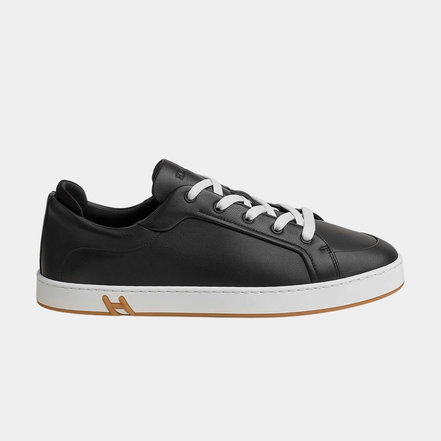 Hermes Sneakers Kid Calfskin and Suede Goatskin, Black Honey, Side