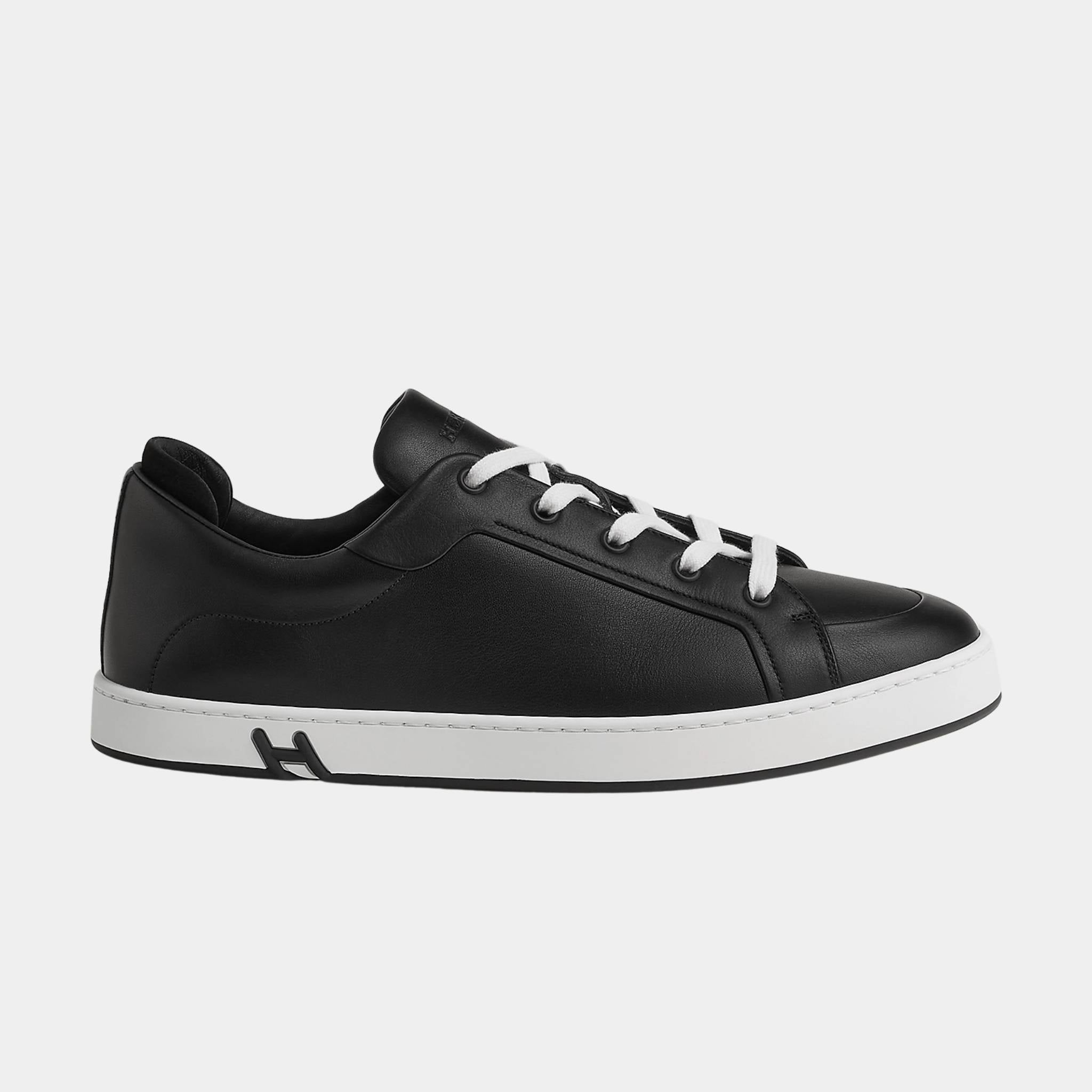 Hermes Sneakers Kid Calfskin and Suede Goatskin, Black, Side