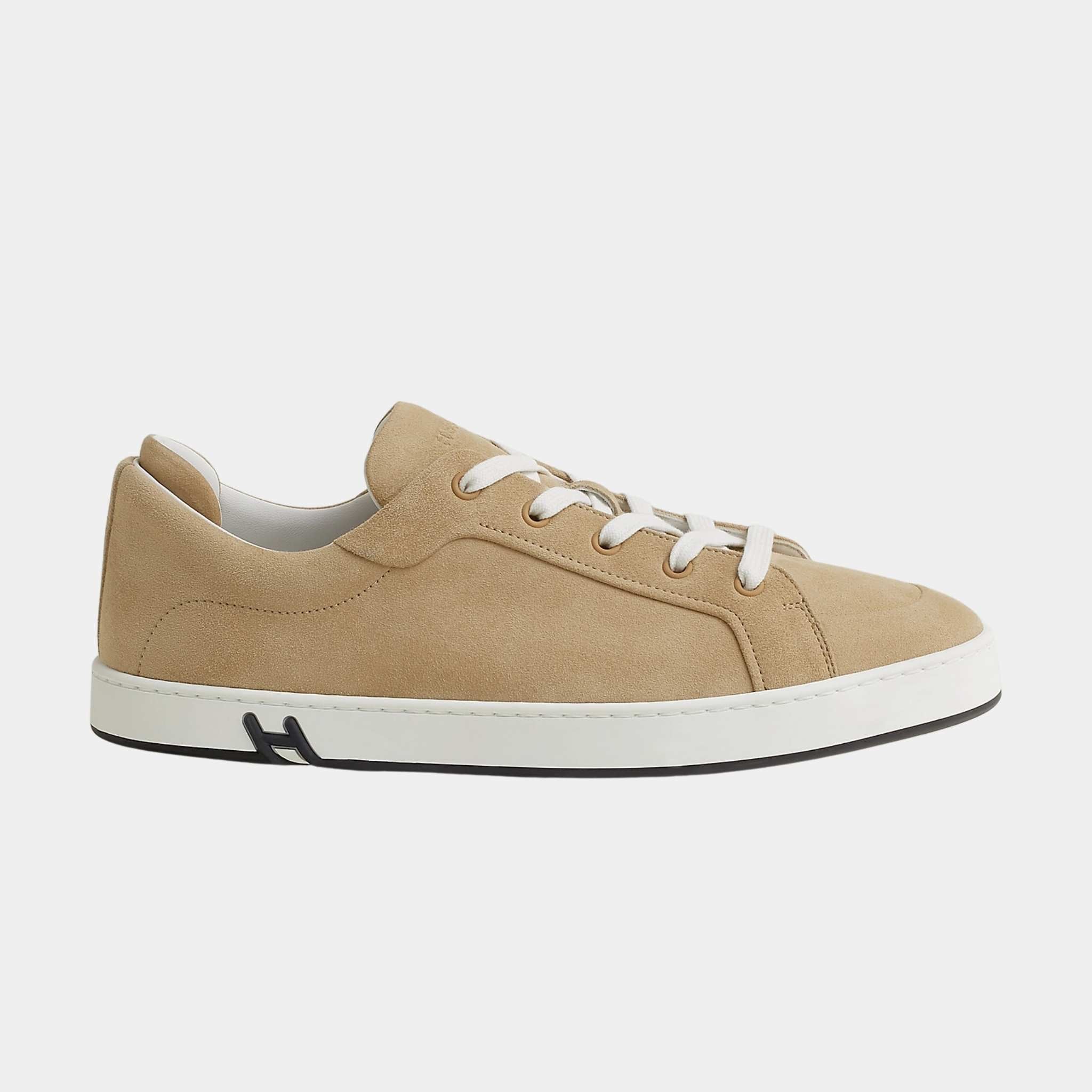Hermes Sneakers Kid Suede Goatskin, Beige Lin, Side