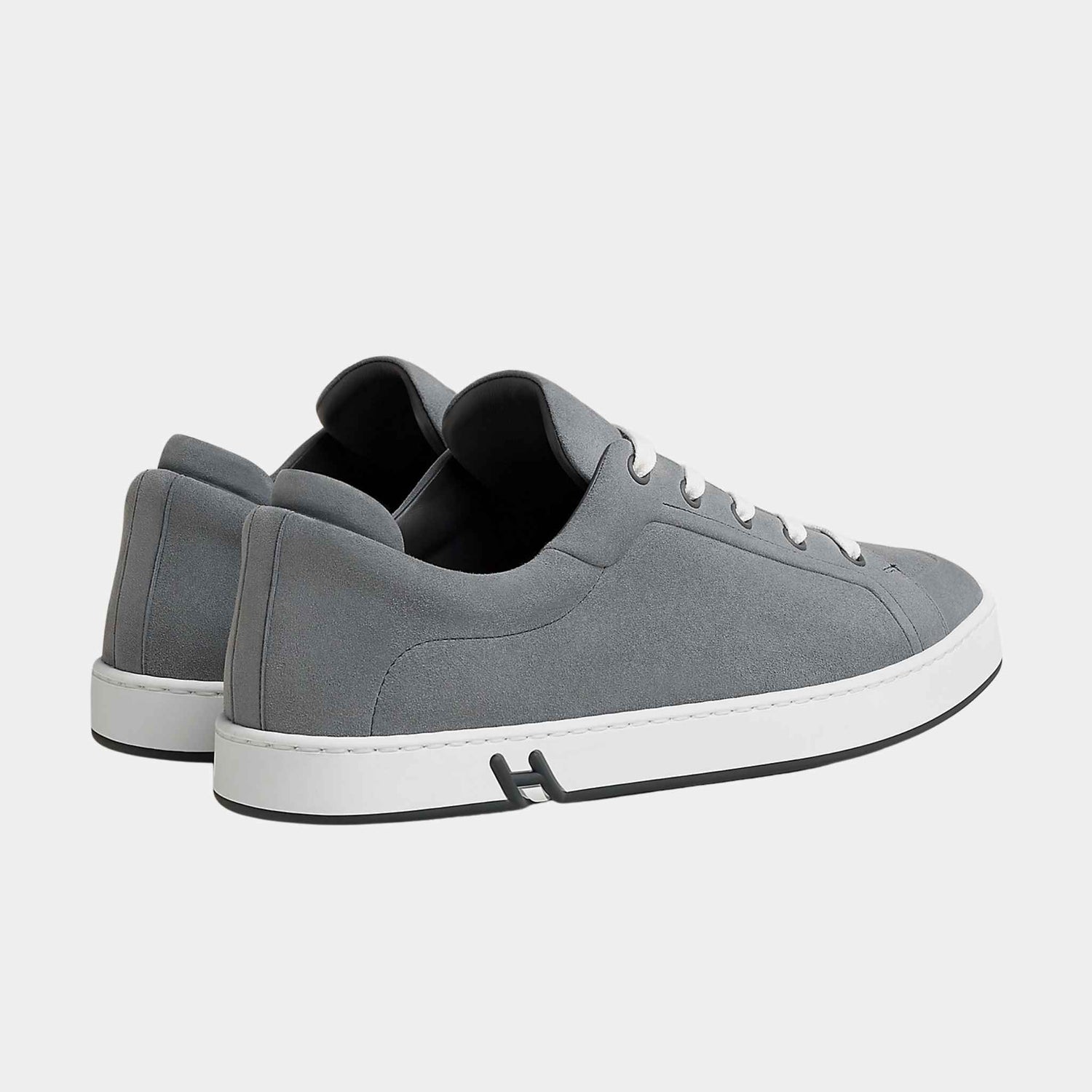 Hermes Sneakers Kid Suede Goatskin, Gris Orage, Back