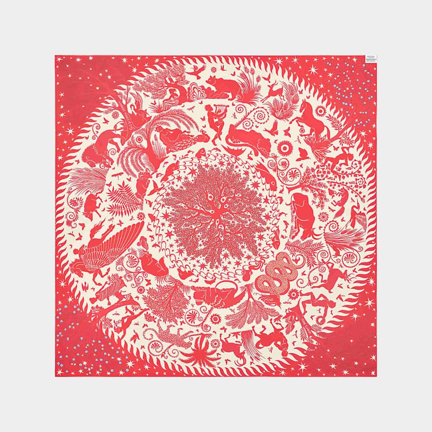 Hermes Sous le Charme d Orphee Double Face Scarf 90, Red, Back
