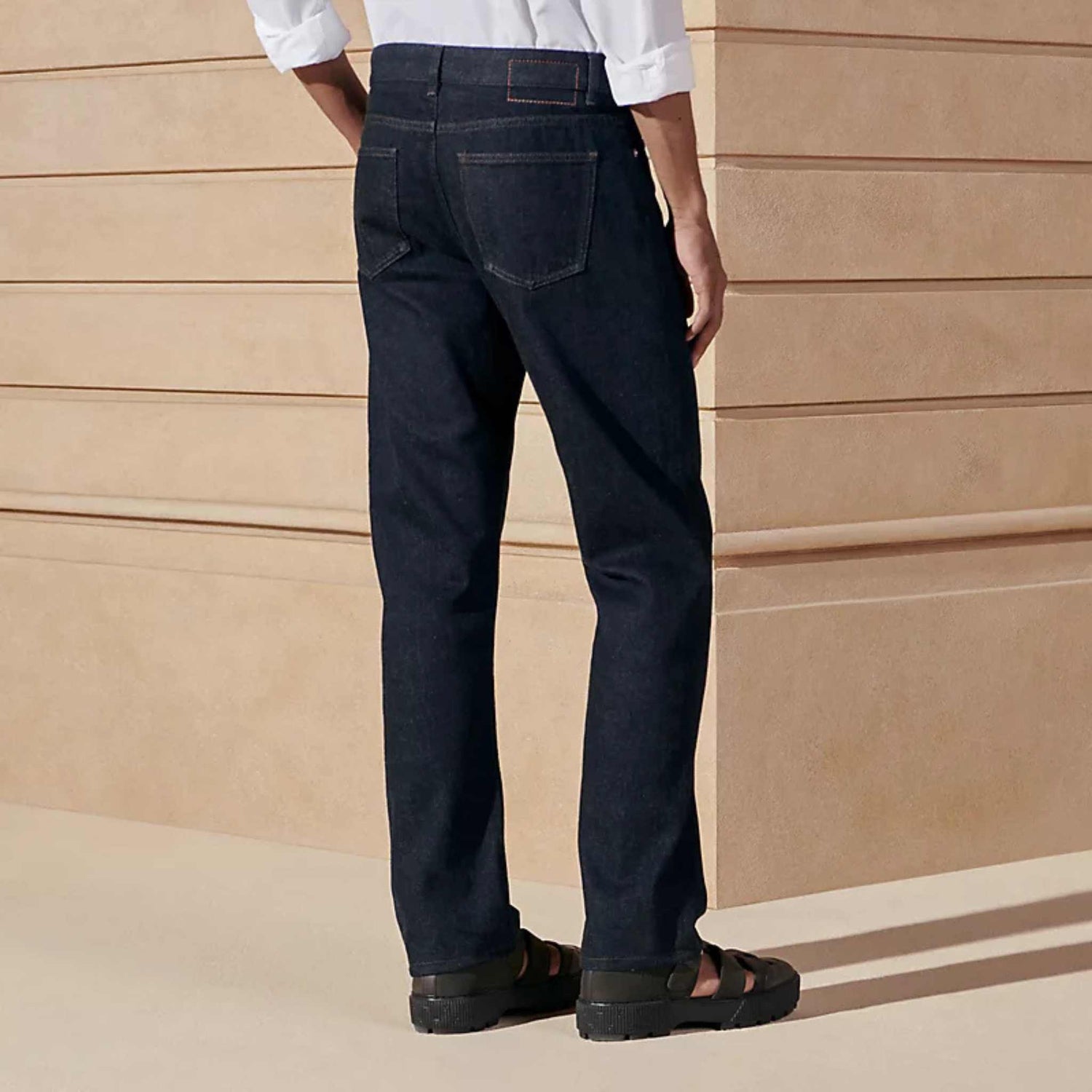 Hermes Straight Cut Jeans Indigo, Model, Back