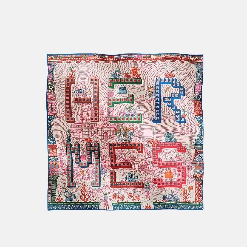 Hermes Super Silk Quest Detail Scarf 45, Rose