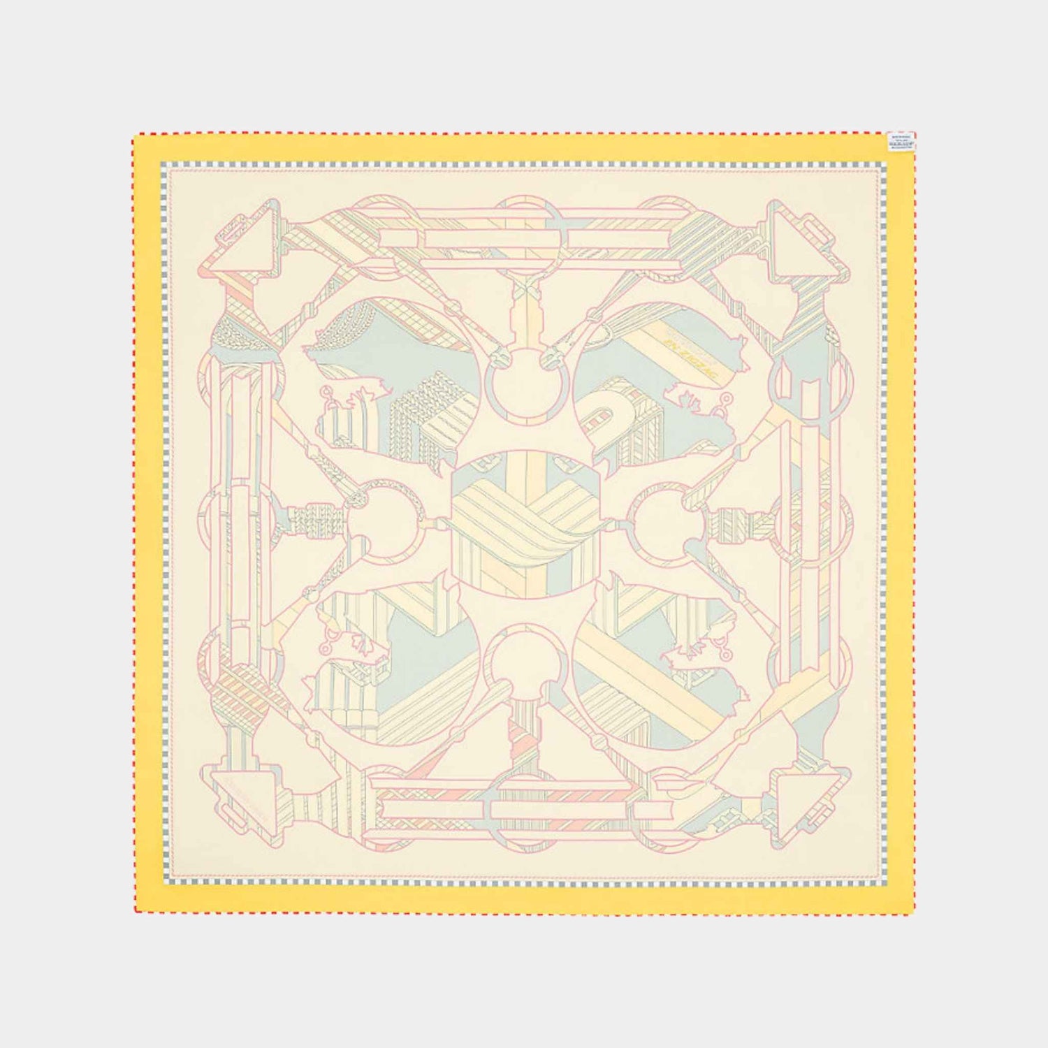 Hermes Tatersale en Zigzag double face scarf 90, Yellow, Back
