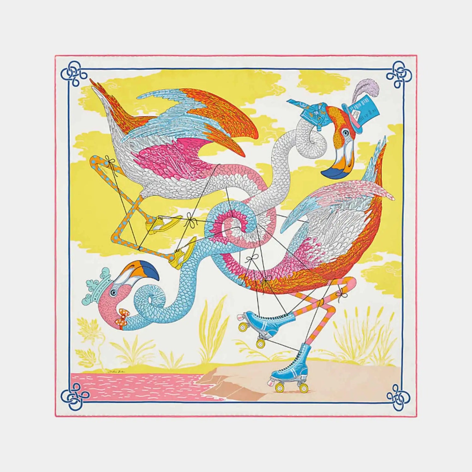 Hermes Tied Up in Knots Scarf 70, Yellow, Front